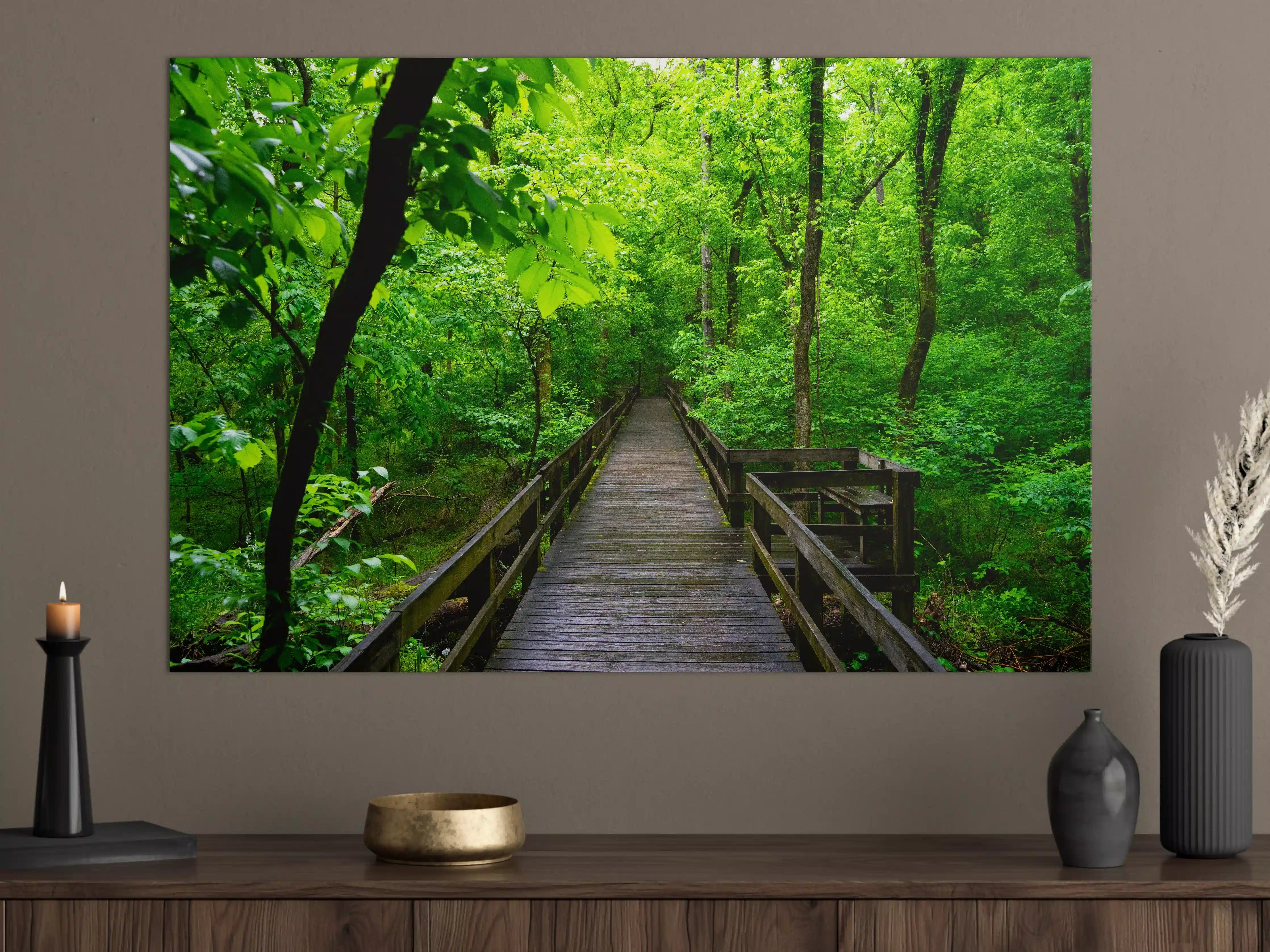 Große Wandbilder - Holzbrücke im Wald - Congaree Nationalpark