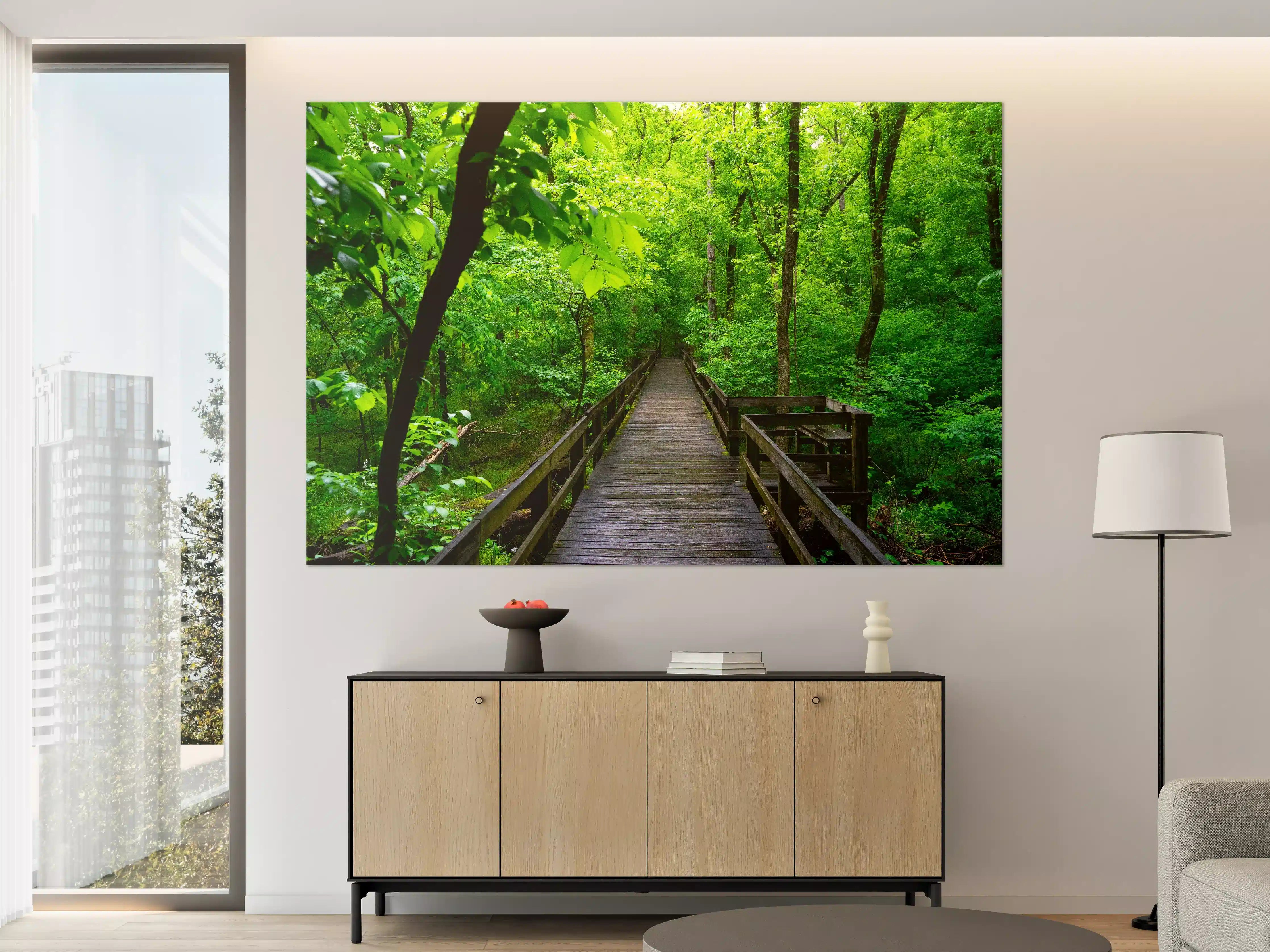 Große Wandbilder - Holzbrücke im Wald - Congaree Nationalpark