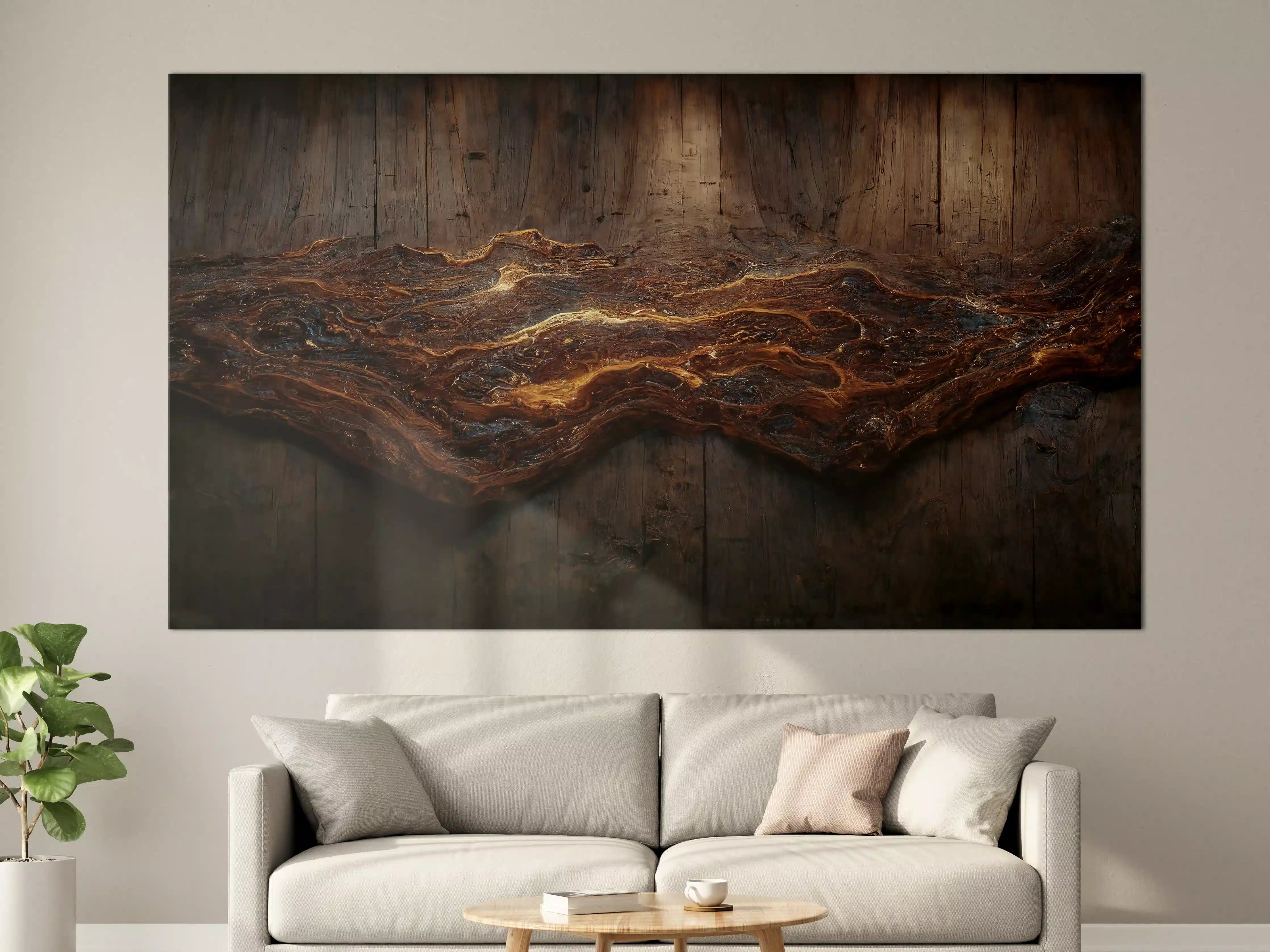 Große Wandbilder - Holzplatte mit blauem Epoxid