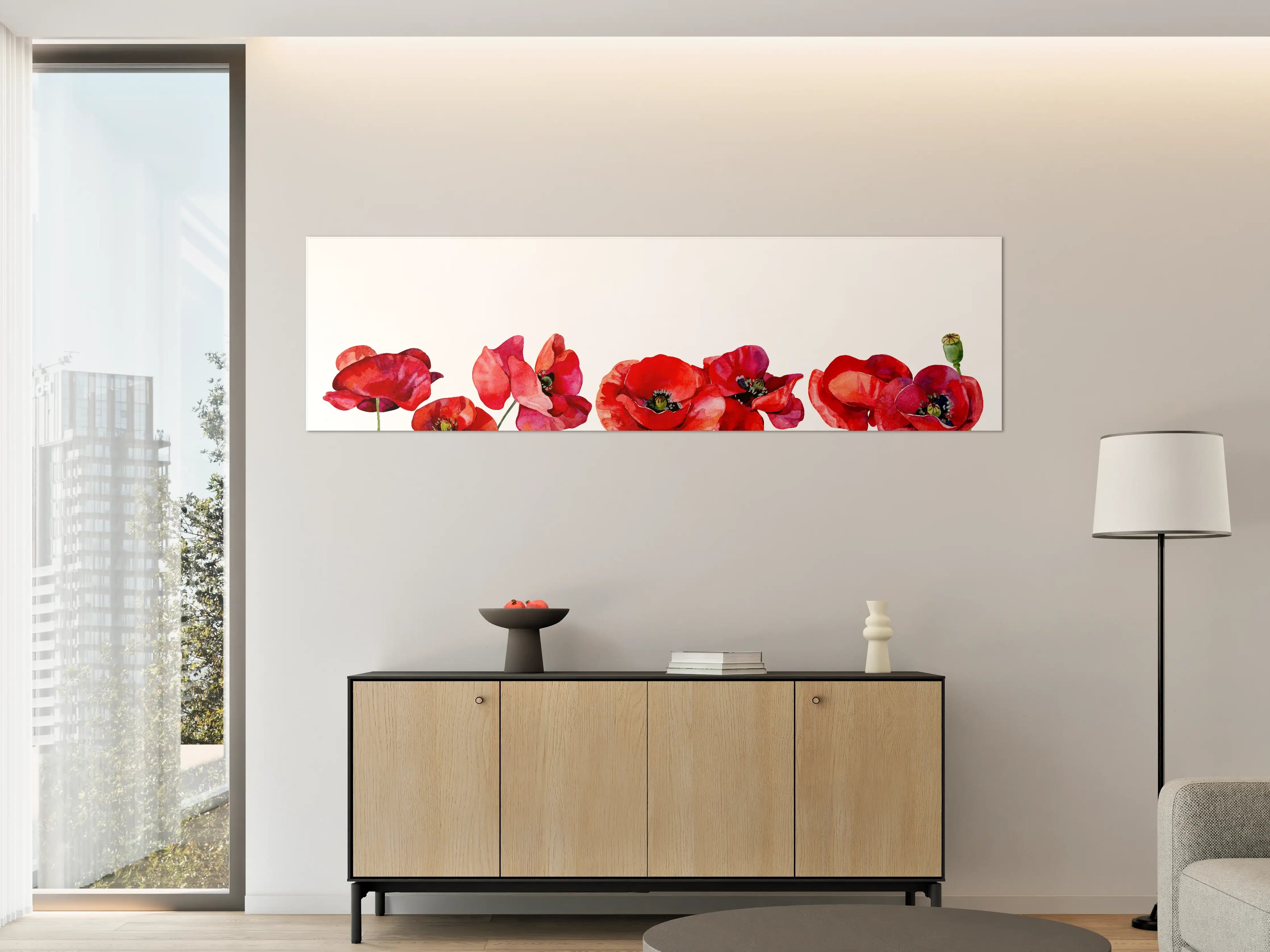 Große Wandbilder - Horizontale scharlachroten Mohnblumen
