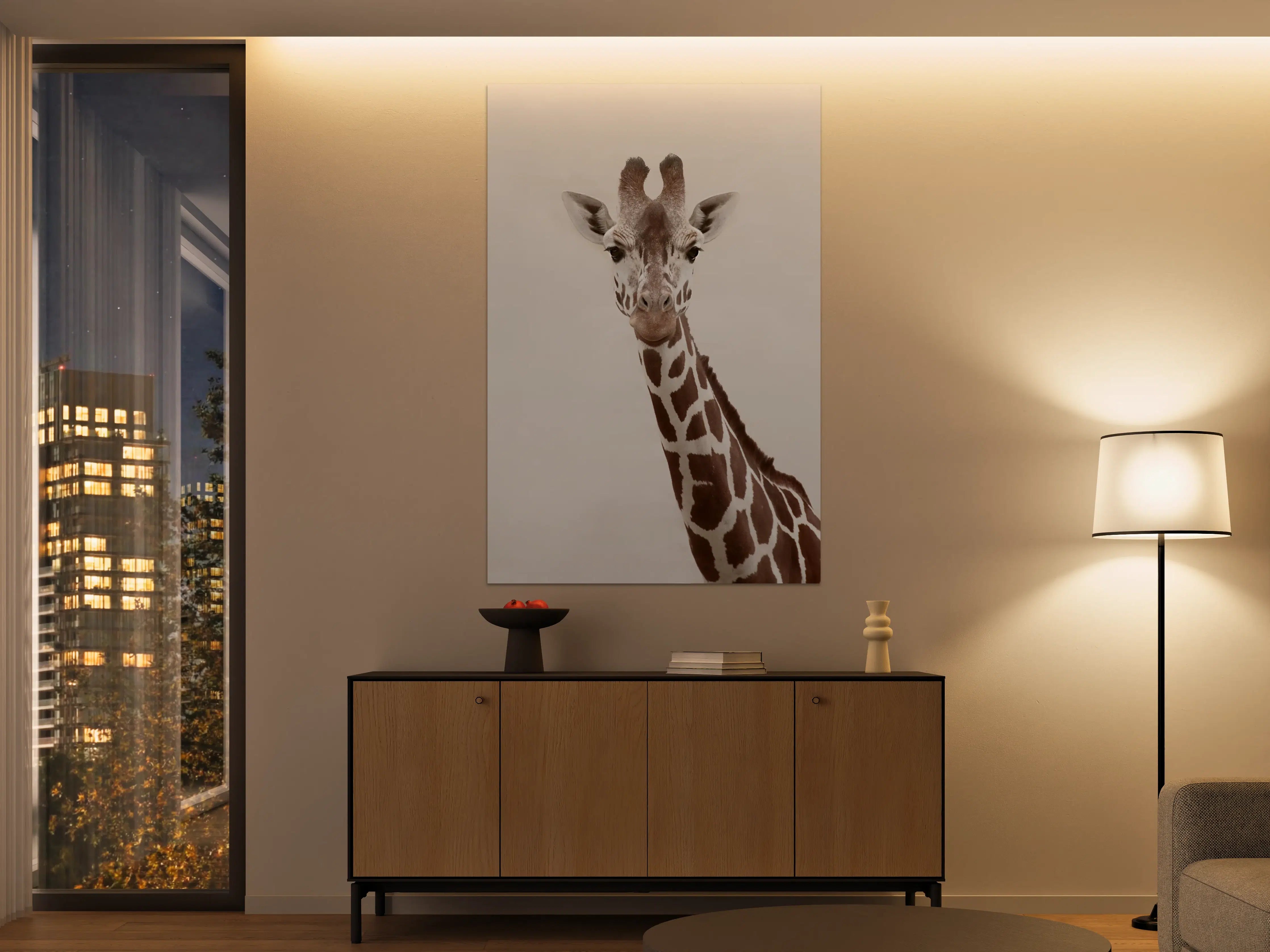 Große Wandbilder - Hübscher Giraffenblick in neutralen Tönen