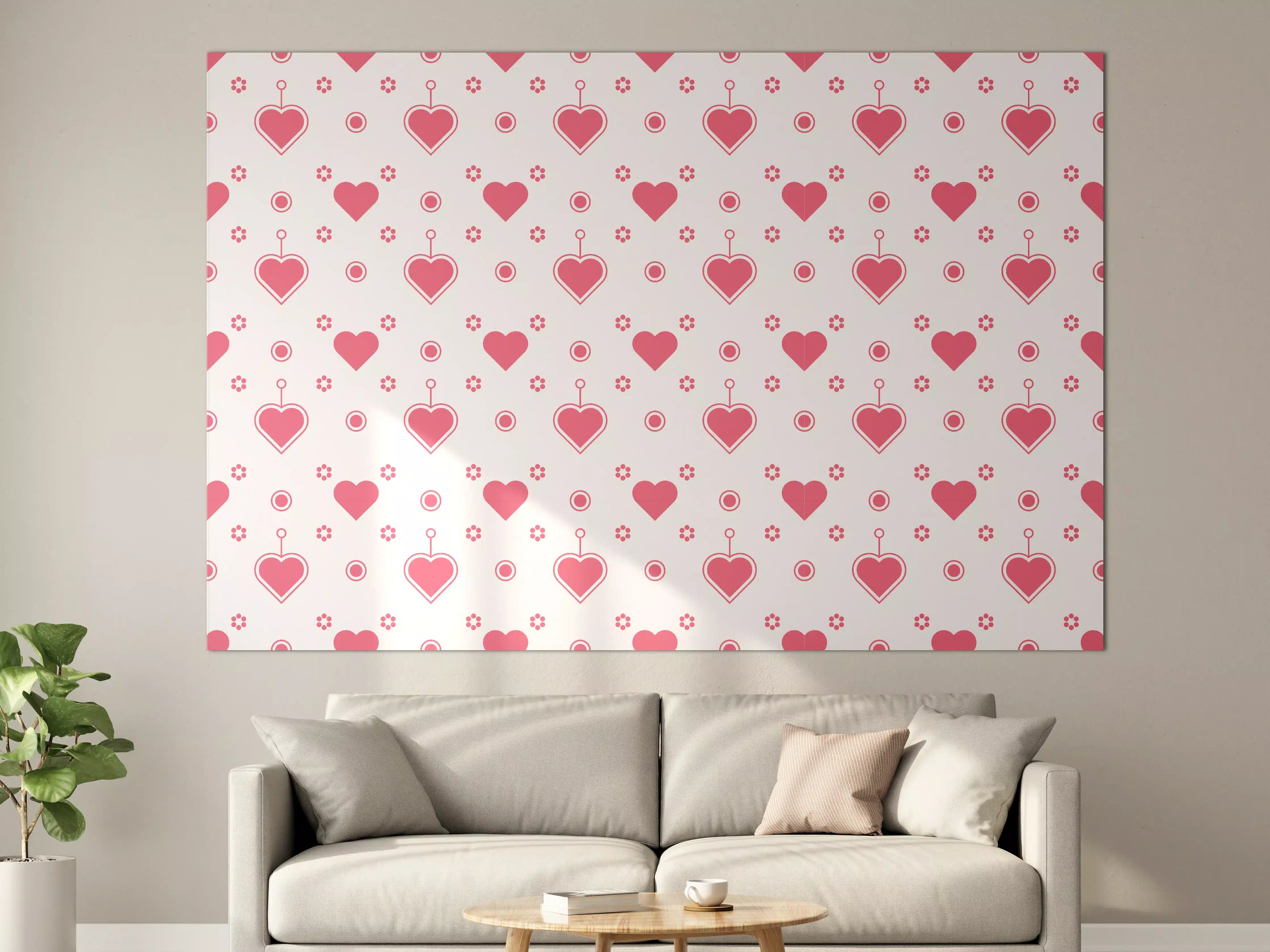 Große Wandbilder - Hübsches Herzmuster in Pink und Weiß