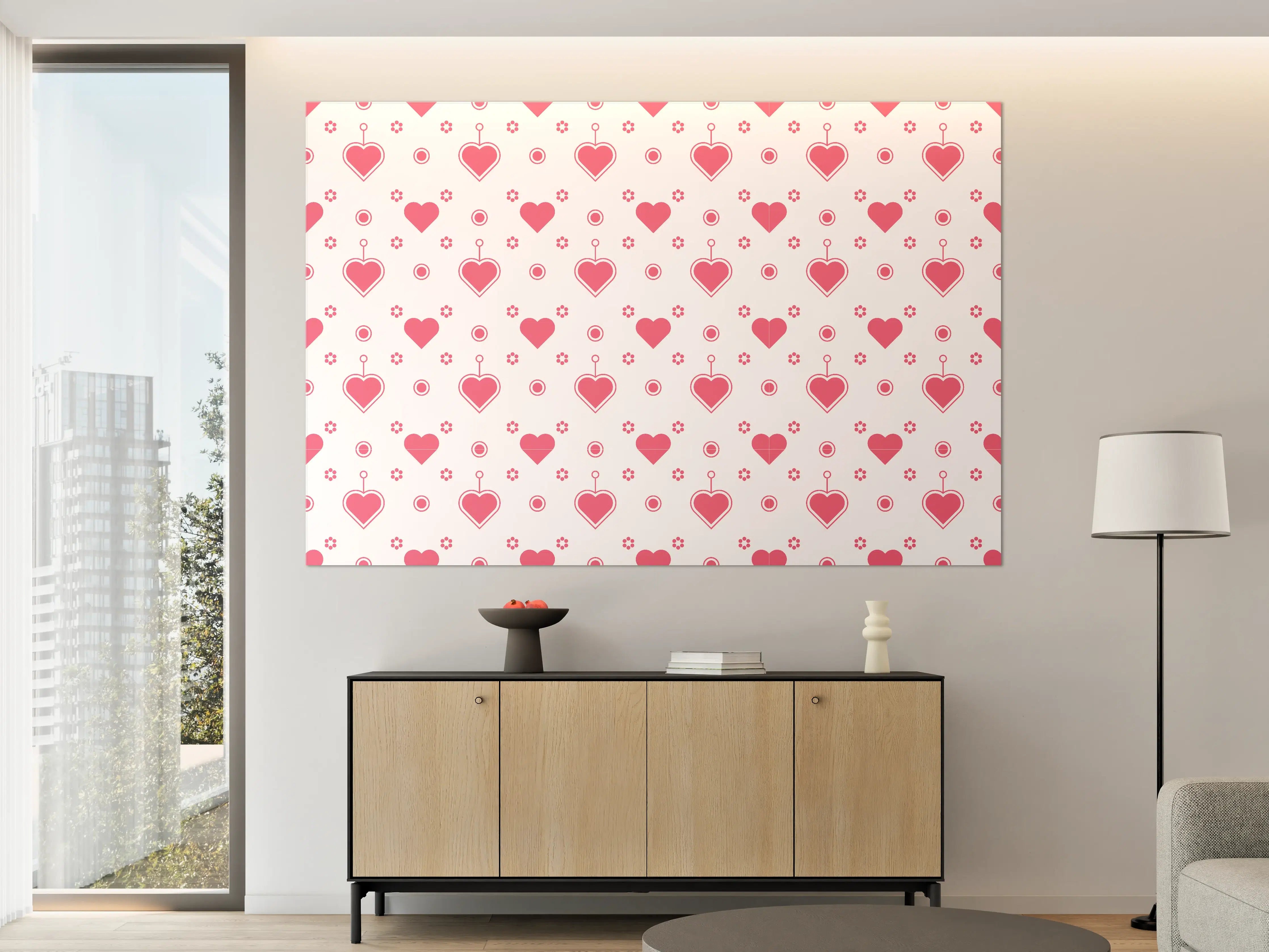 Große Wandbilder - Hübsches Herzmuster in Pink und Weiß