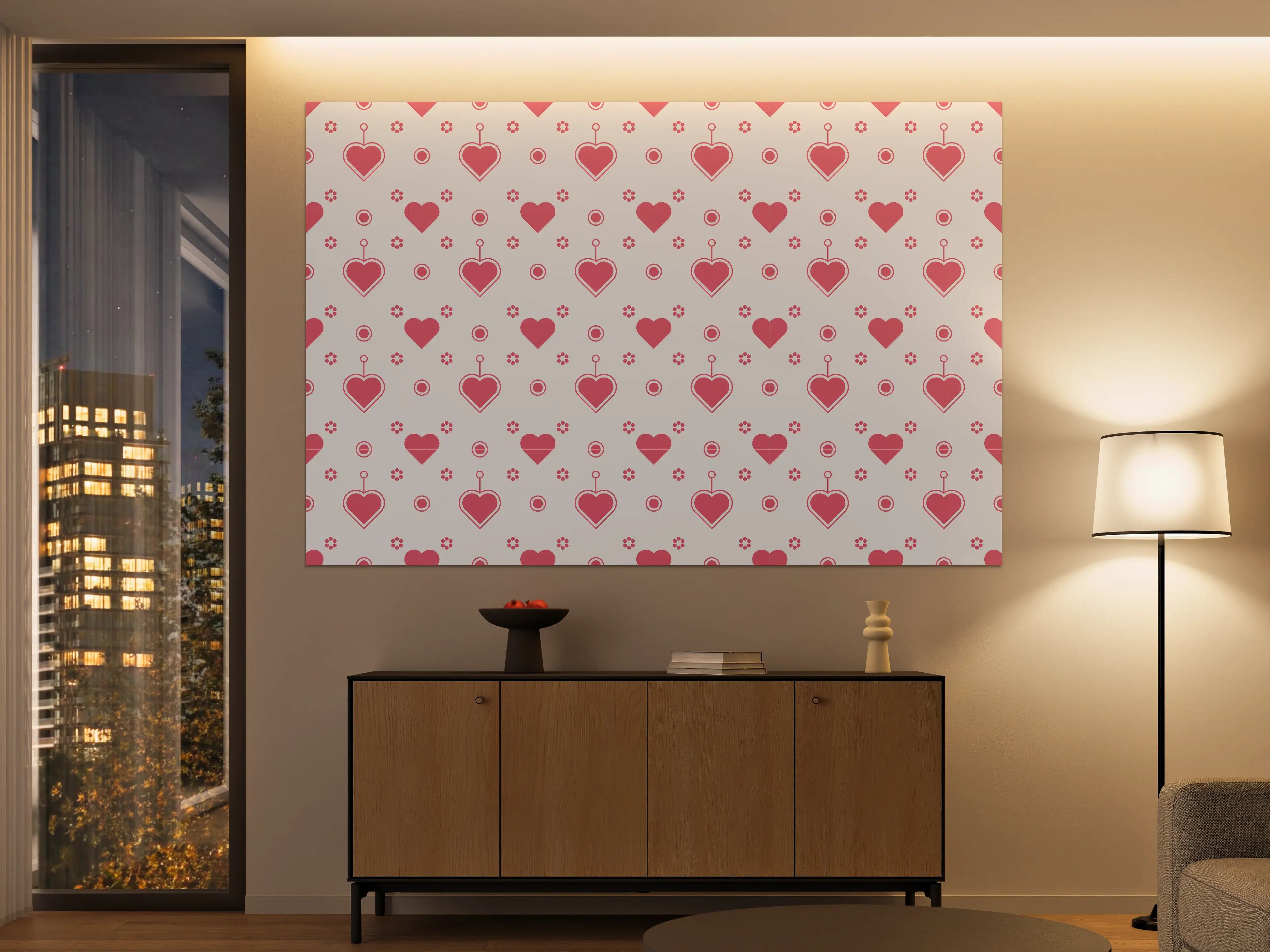 Große Wandbilder - Hübsches Herzmuster in Pink und Weiß