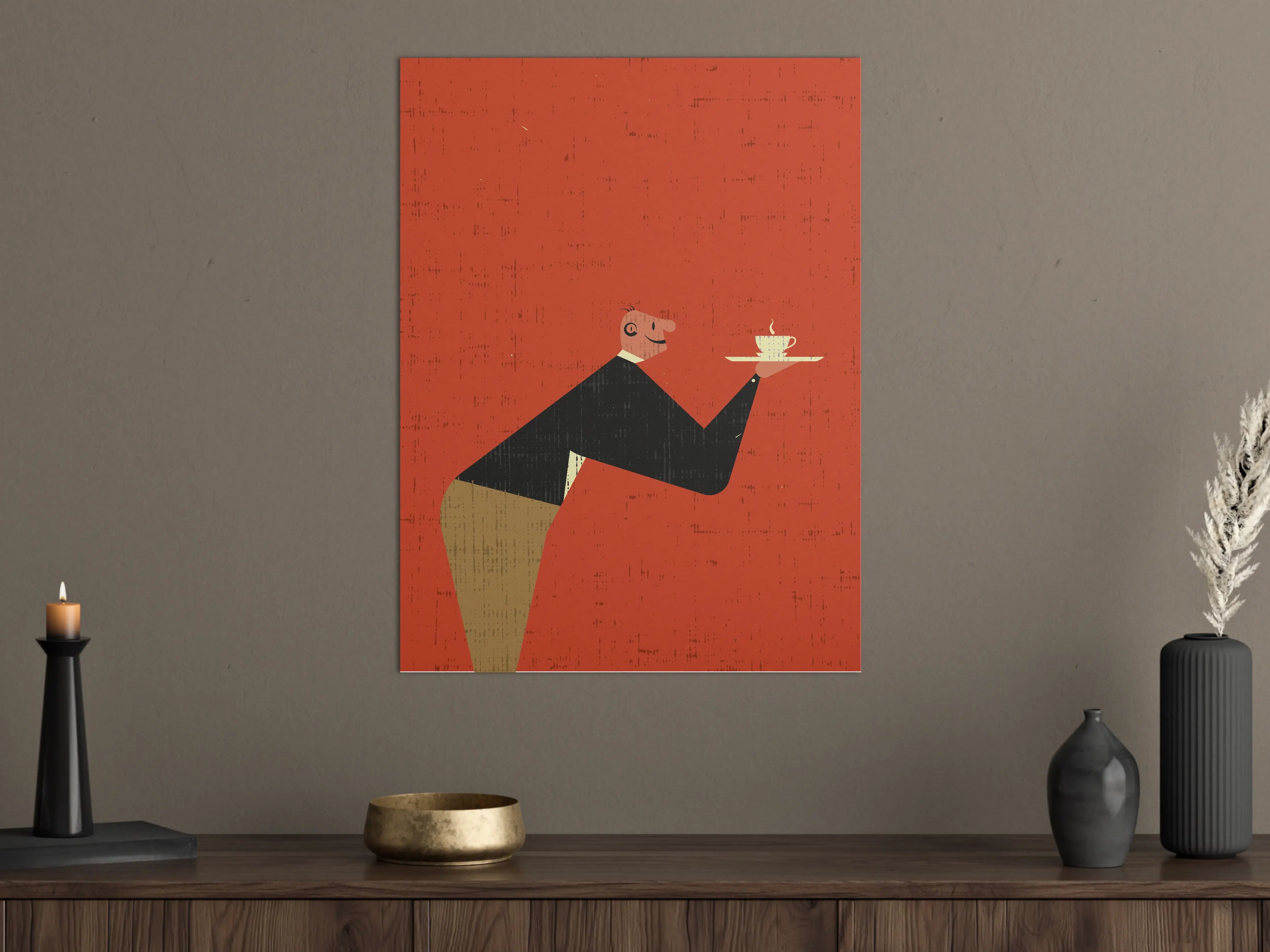 Große Wandbilder - Humorvolle Tierillustration mit Tee
