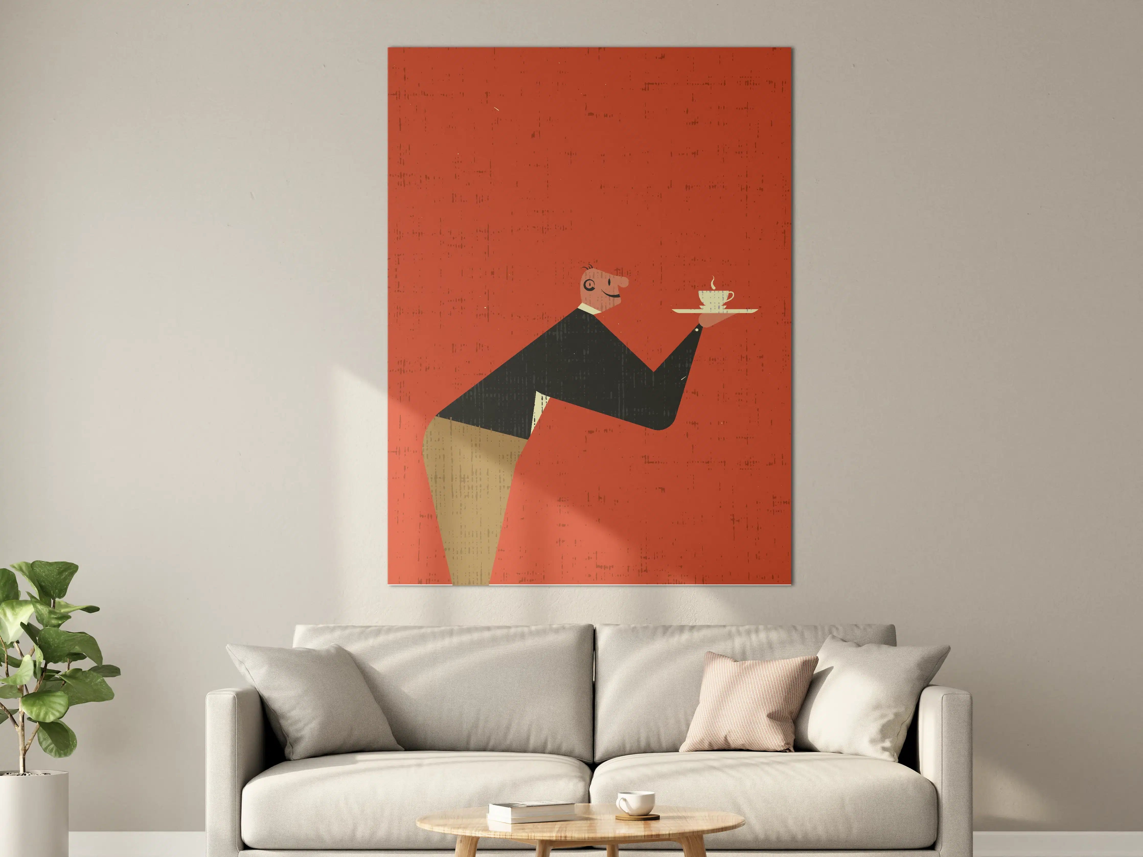 Große Wandbilder - Humorvolle Tierillustration mit Tee