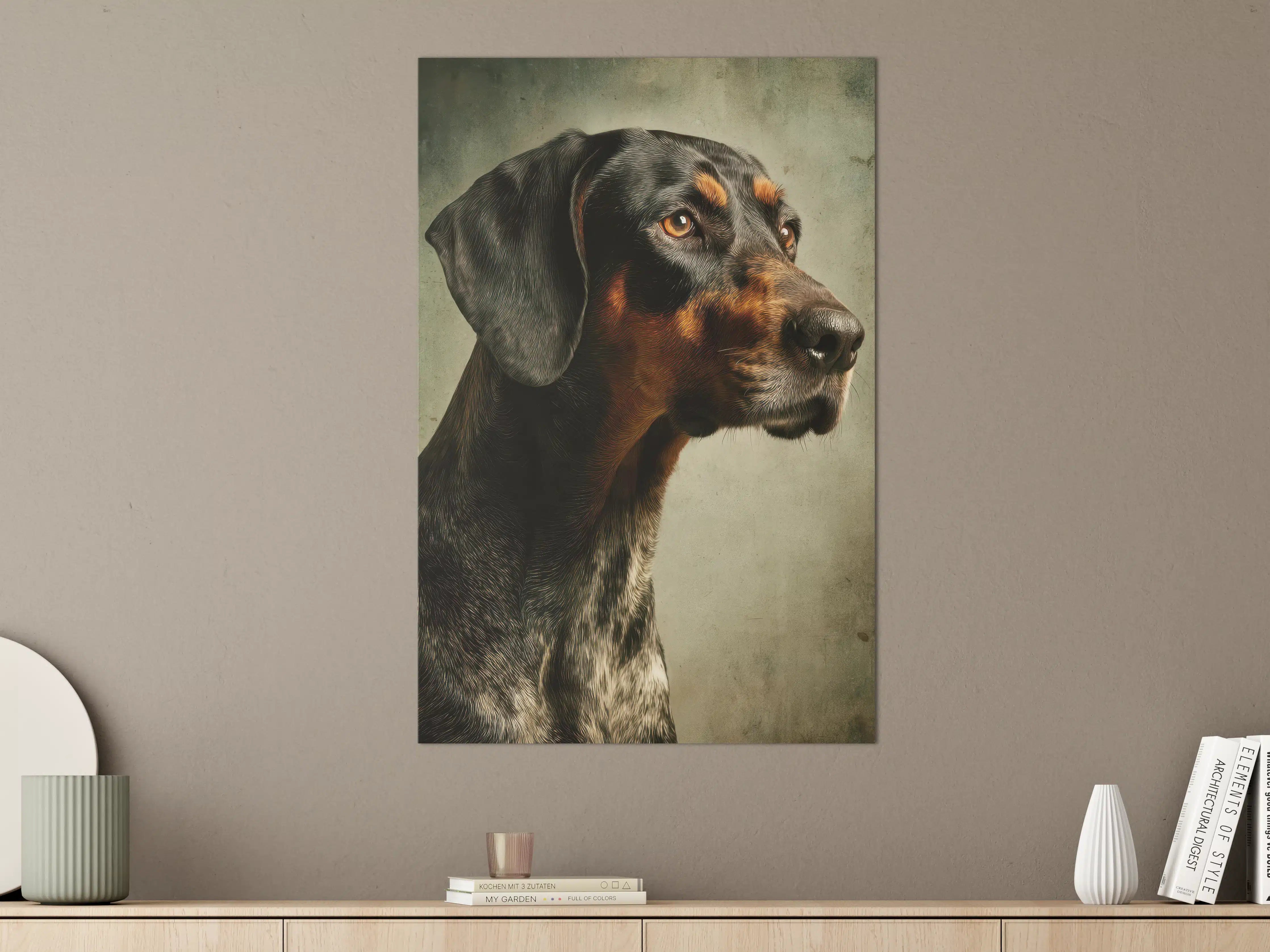 Große Wandbilder - Hundeportrait mit warmen Tönen