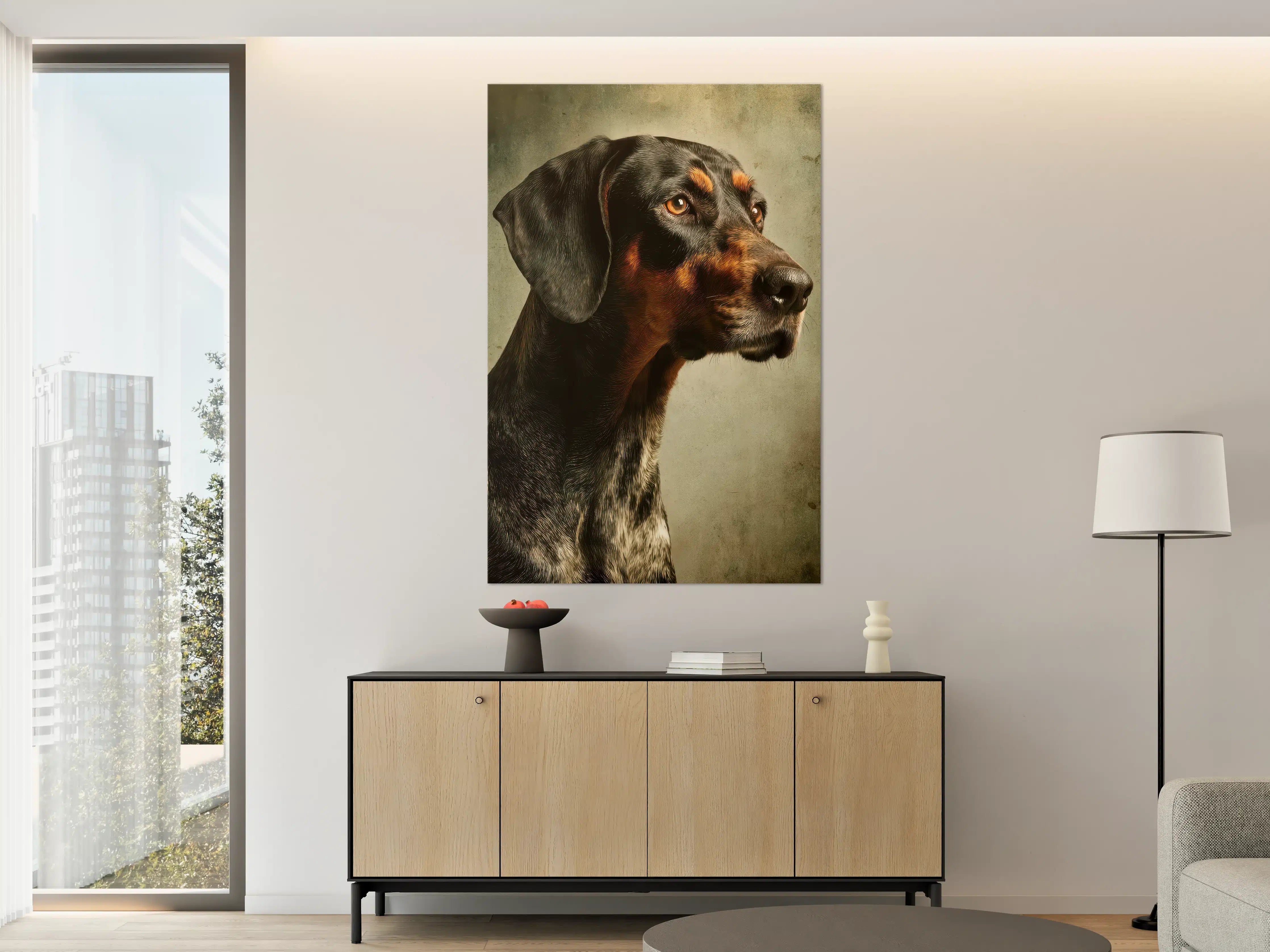 Große Wandbilder - Hundeportrait mit warmen Tönen