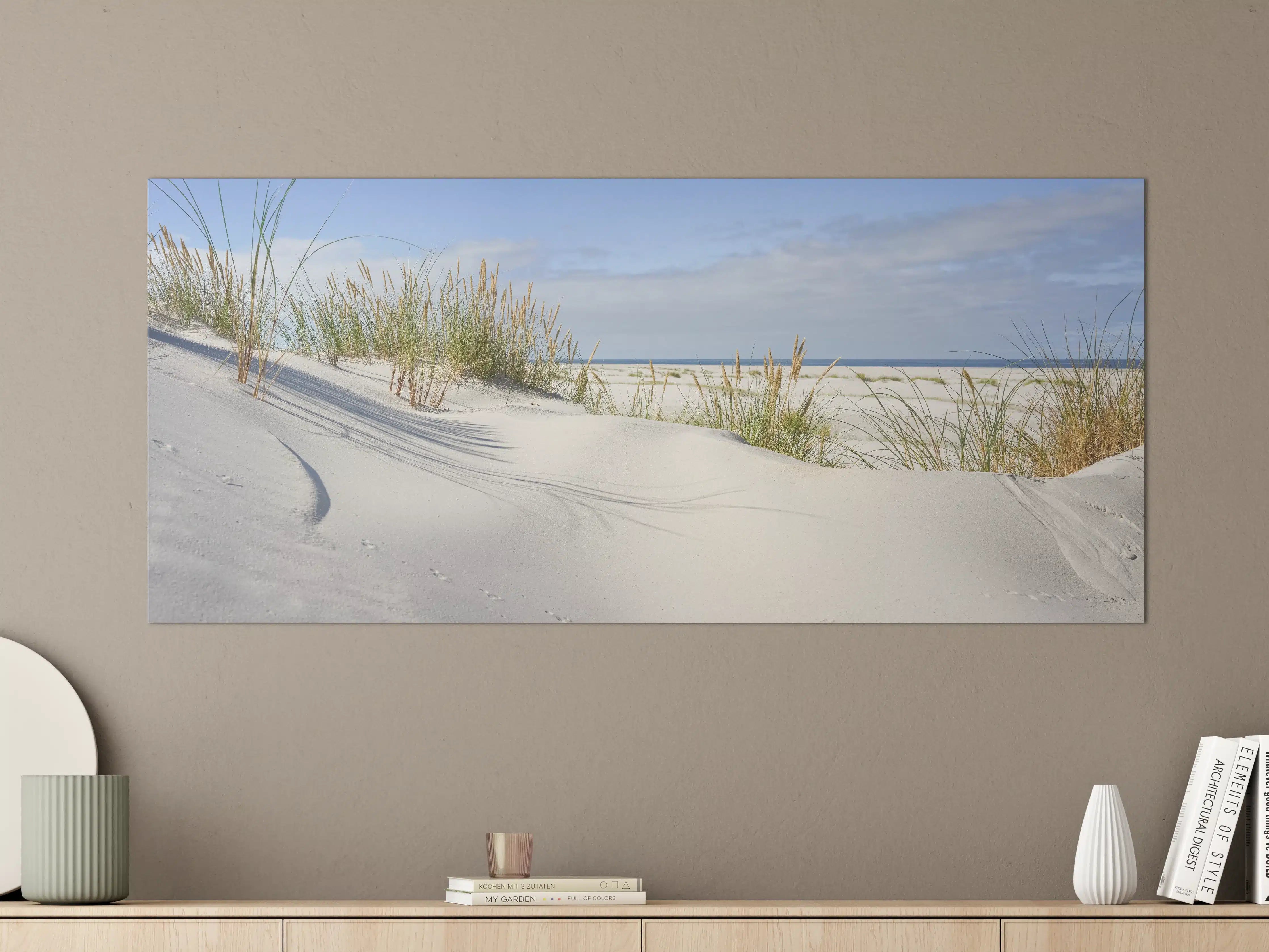 Große Wandbilder - Idyllische Dünenlandschaft mit Meerblick