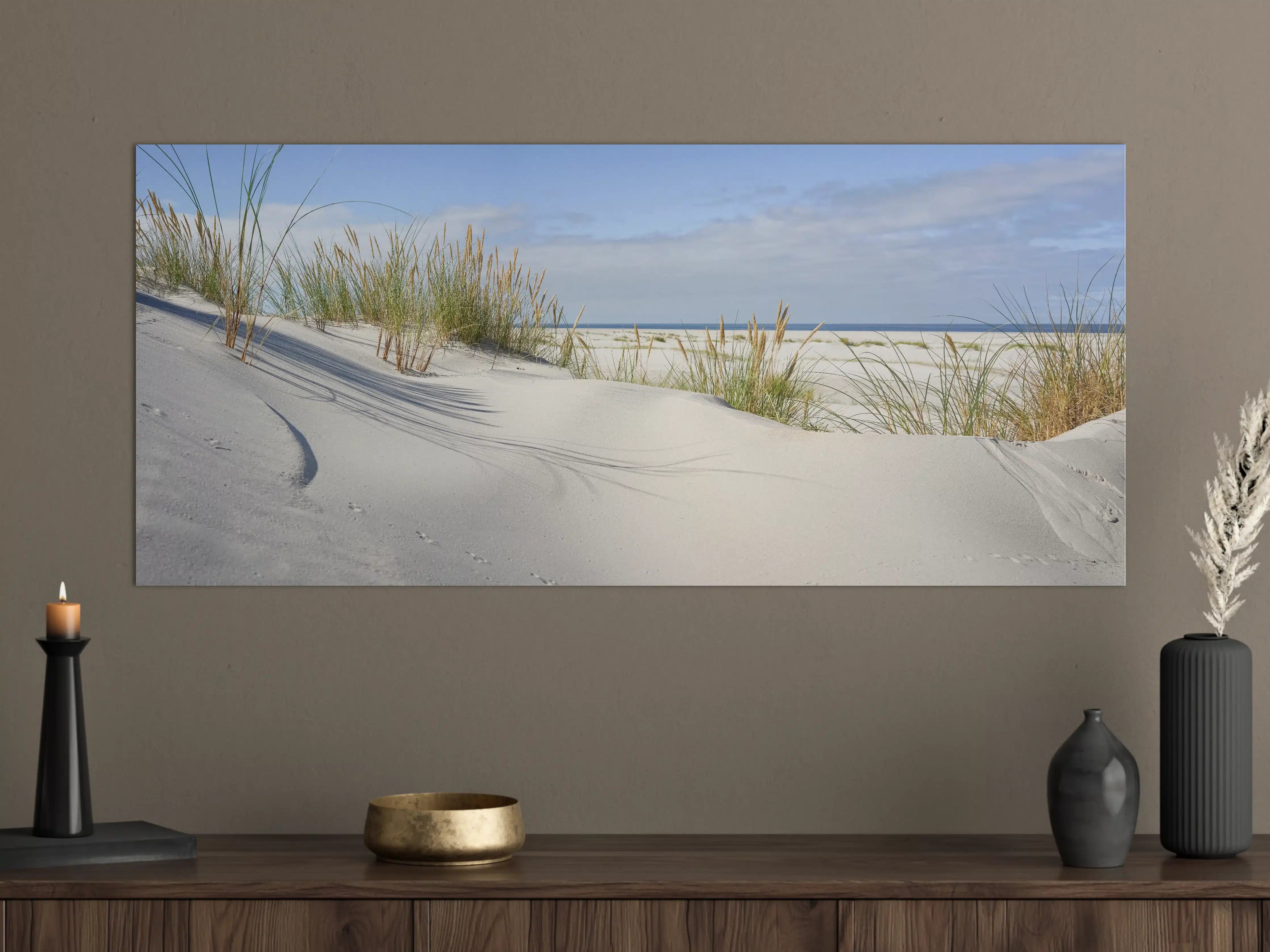 Große Wandbilder - Idyllische Dünenlandschaft mit Meerblick