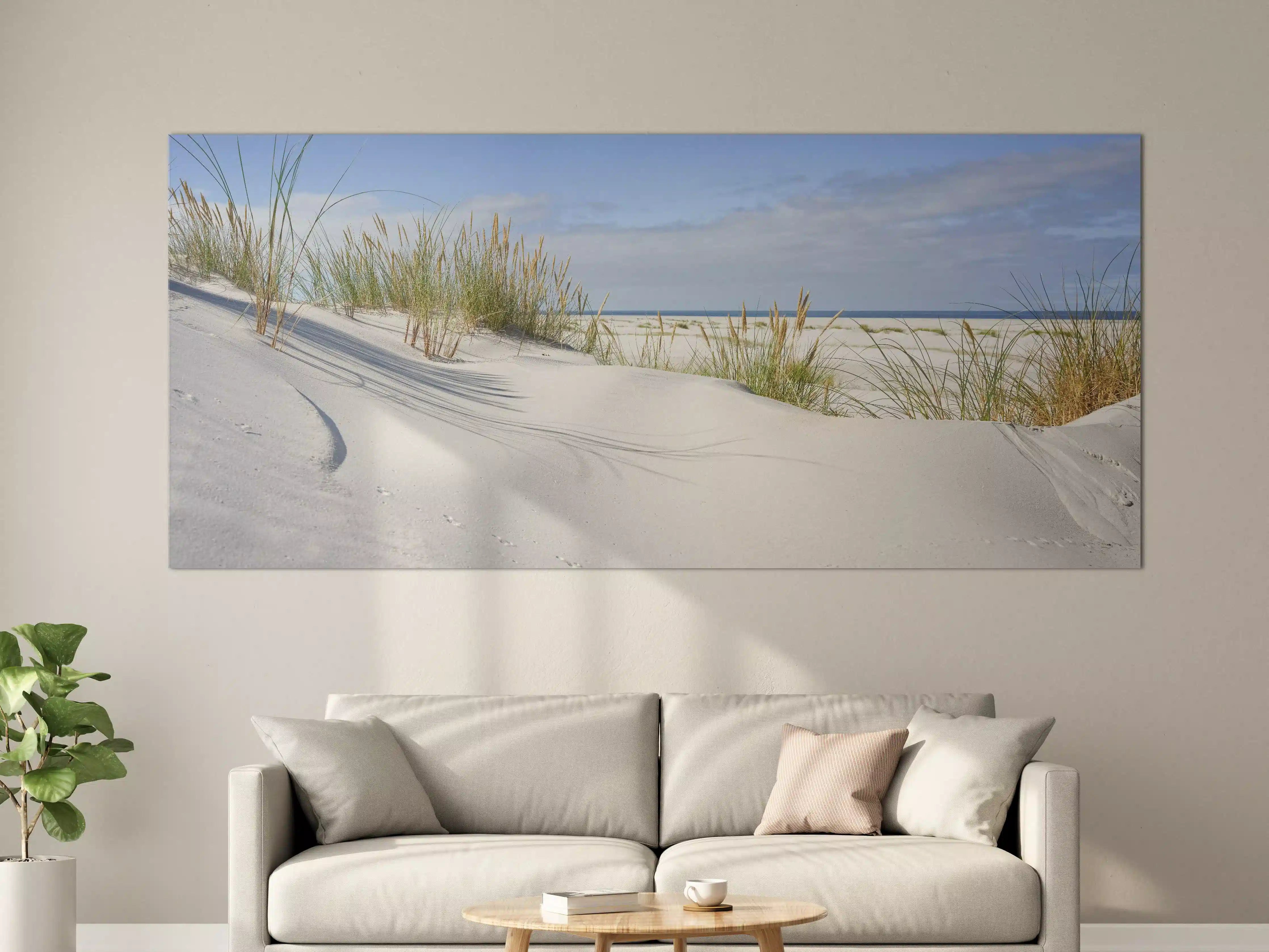 Große Wandbilder - Idyllische Dünenlandschaft mit Meerblick