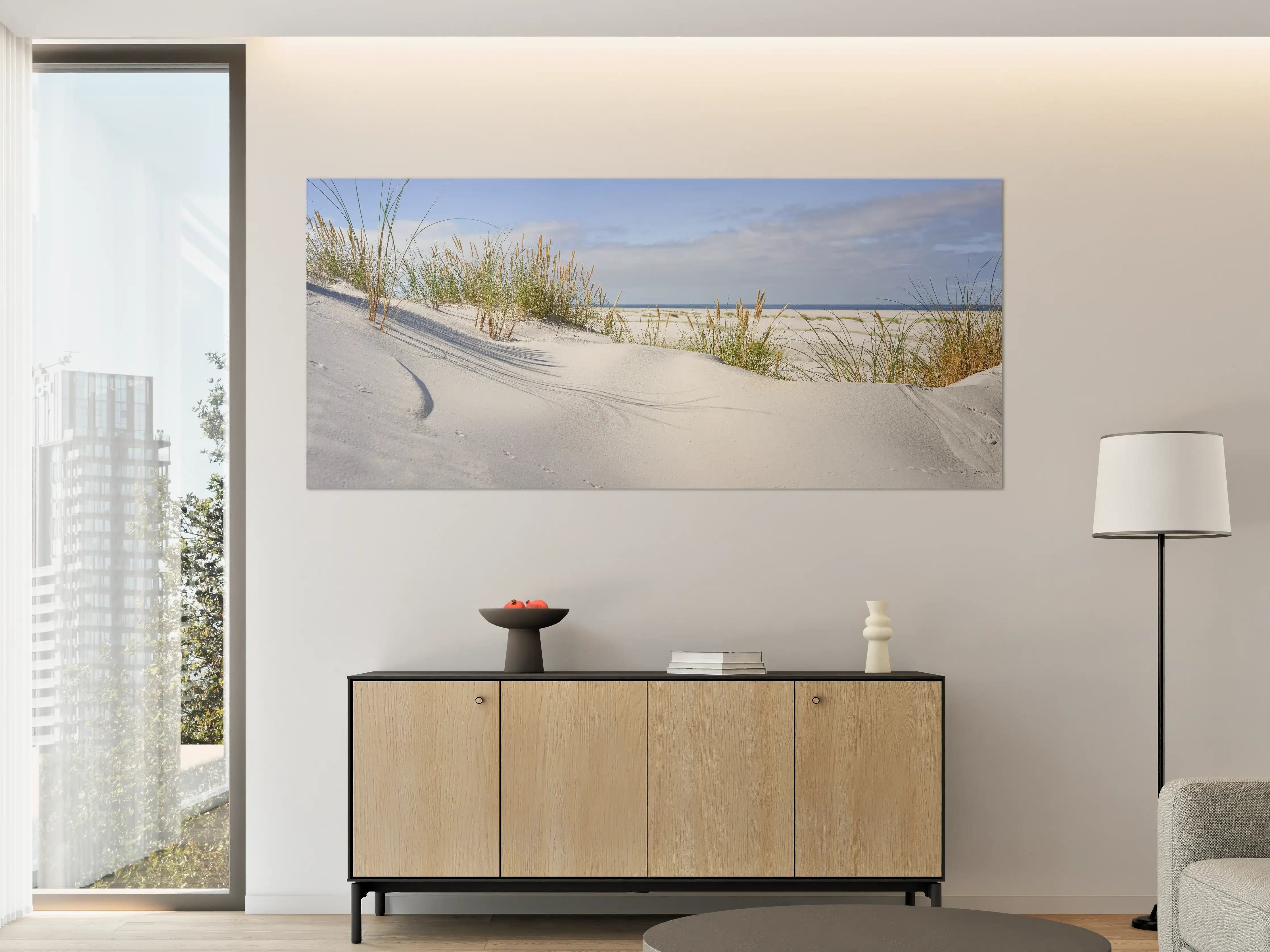 Große Wandbilder - Idyllische Dünenlandschaft mit Meerblick