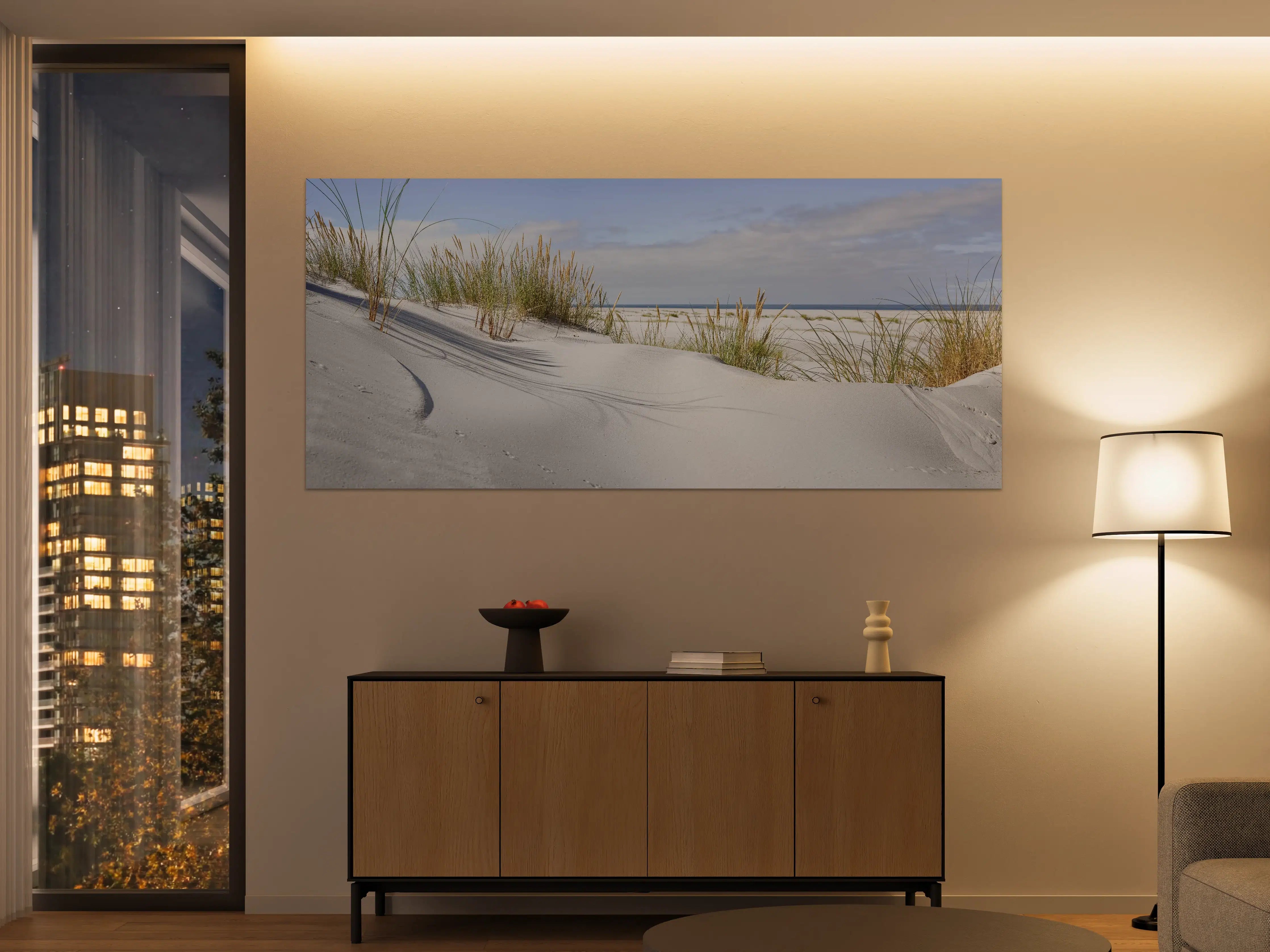 Große Wandbilder - Idyllische Dünenlandschaft mit Meerblick