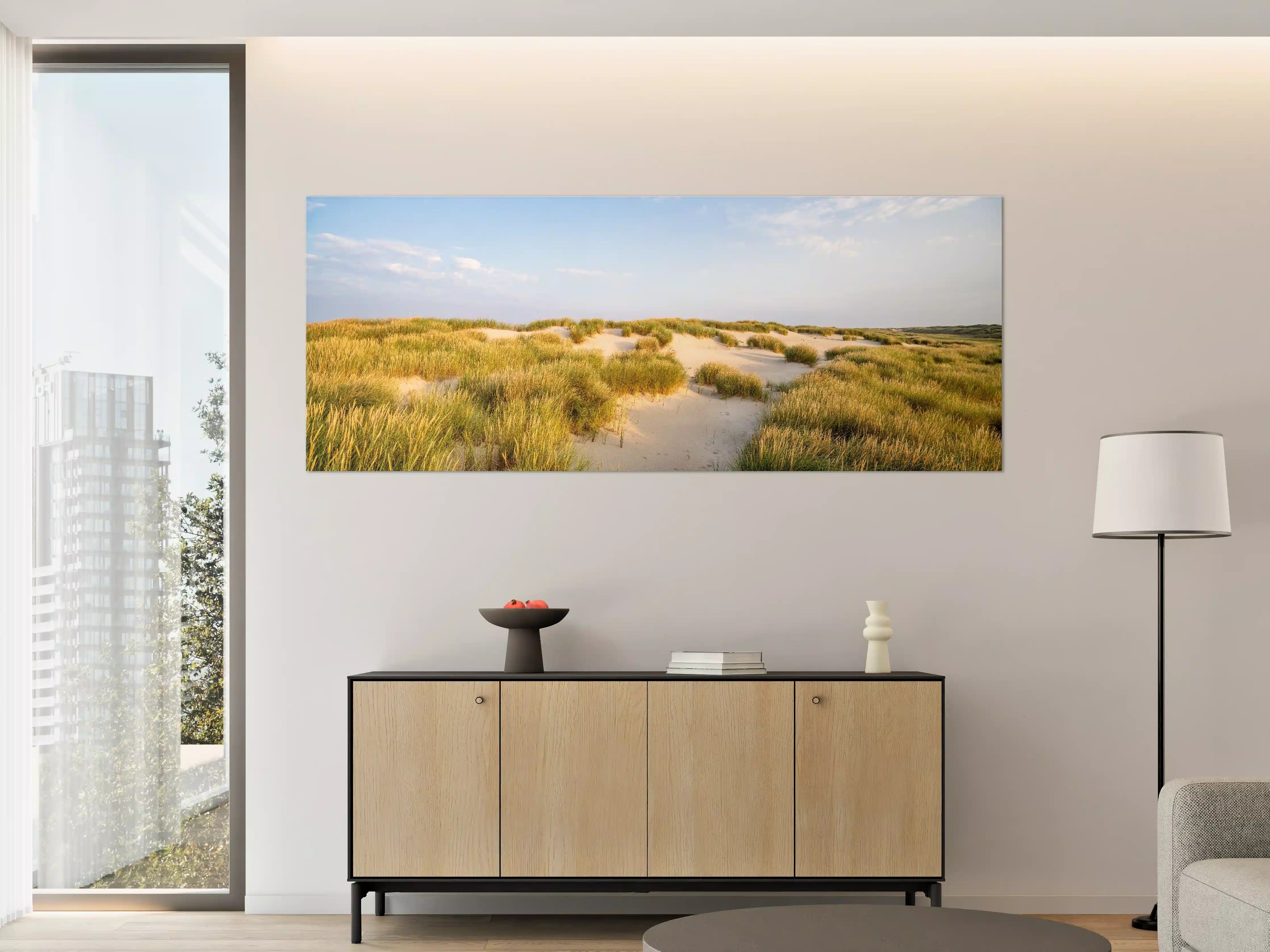 Große Wandbilder - Idyllische Dünenlandschaft mit goldenem Gras
