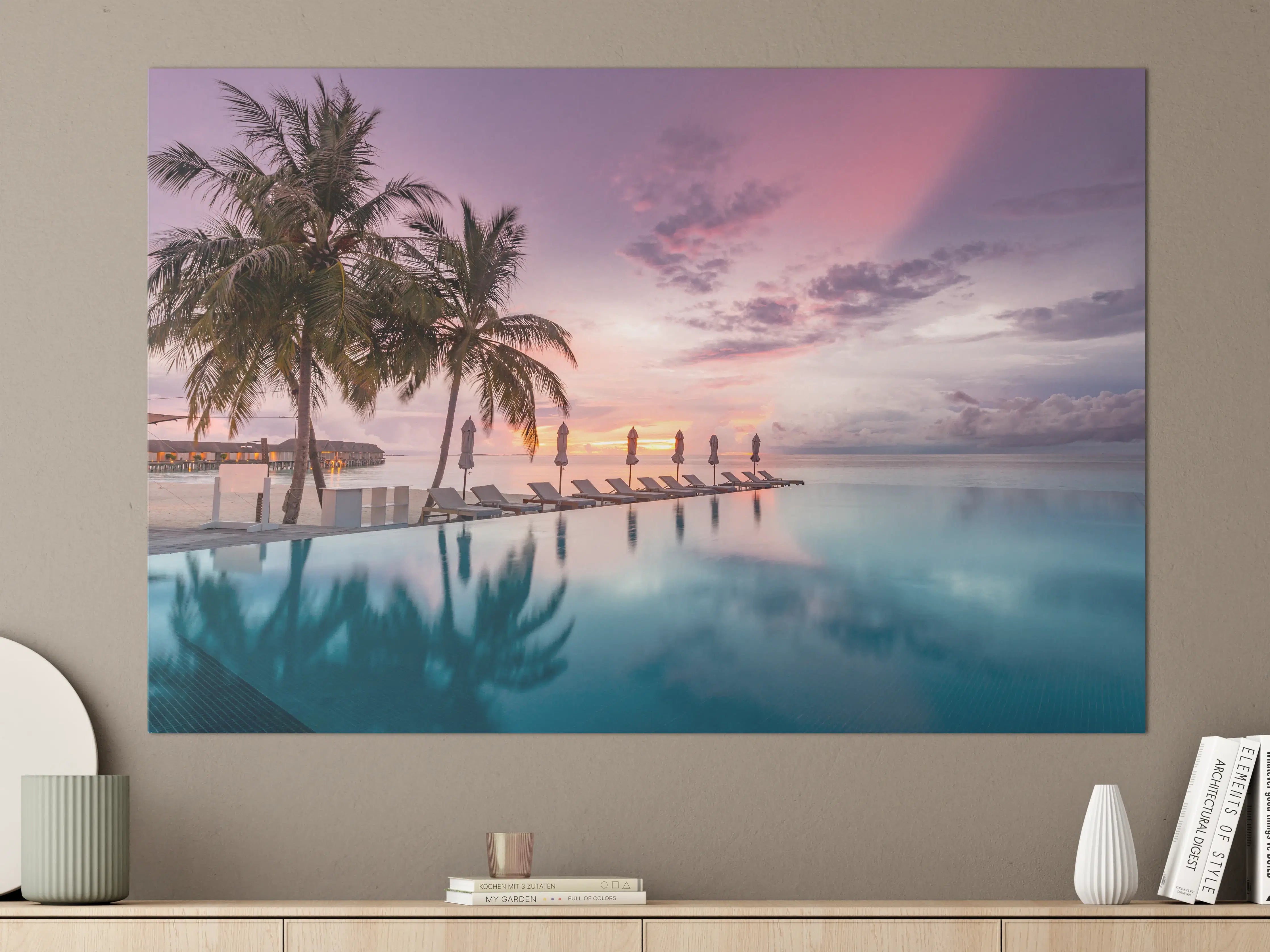 Große Wandbilder - Idyllische bunte Strandszene - Karibik