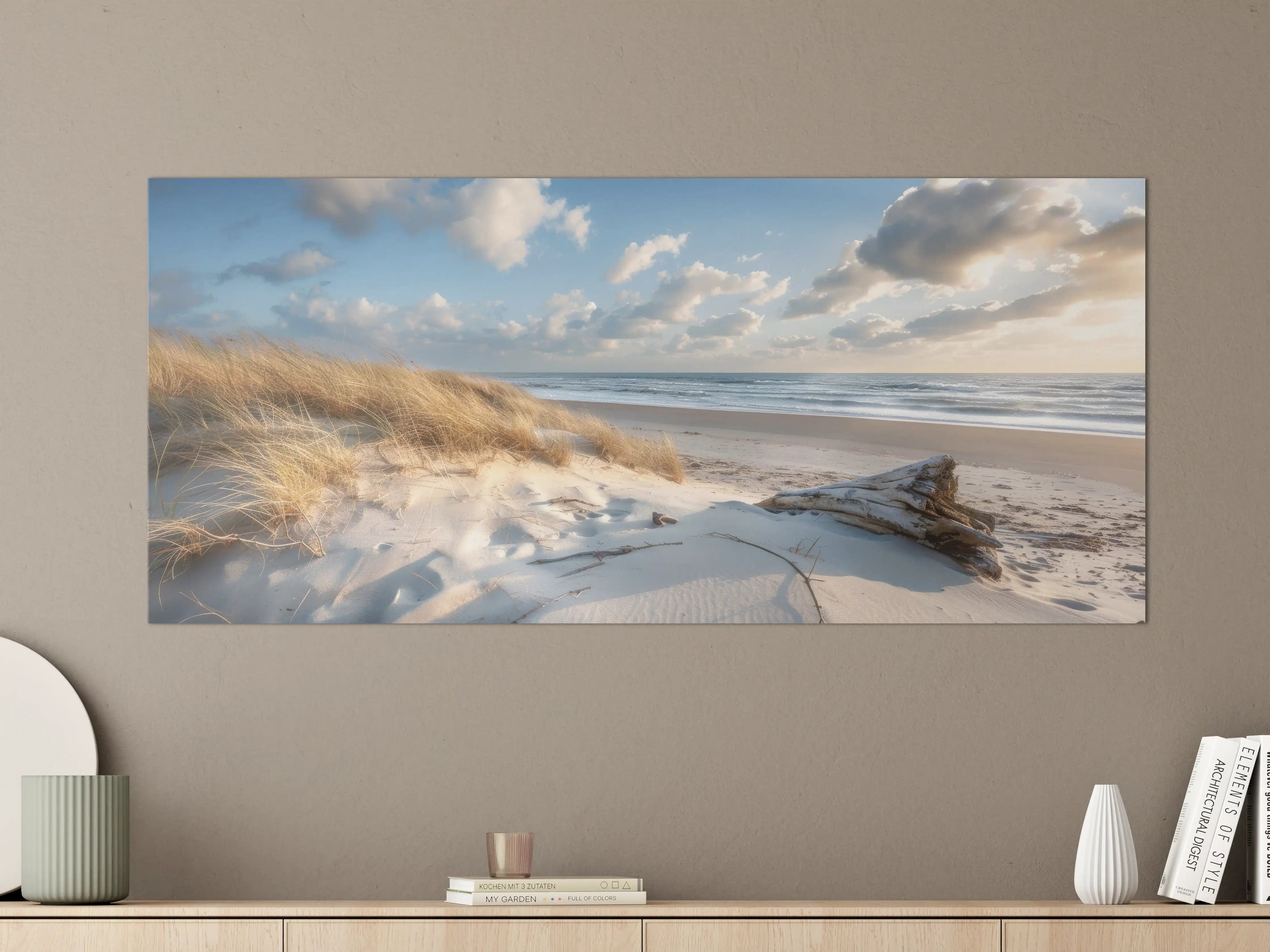 Große Wandbilder - Idyllischer Strand mit Grautönen