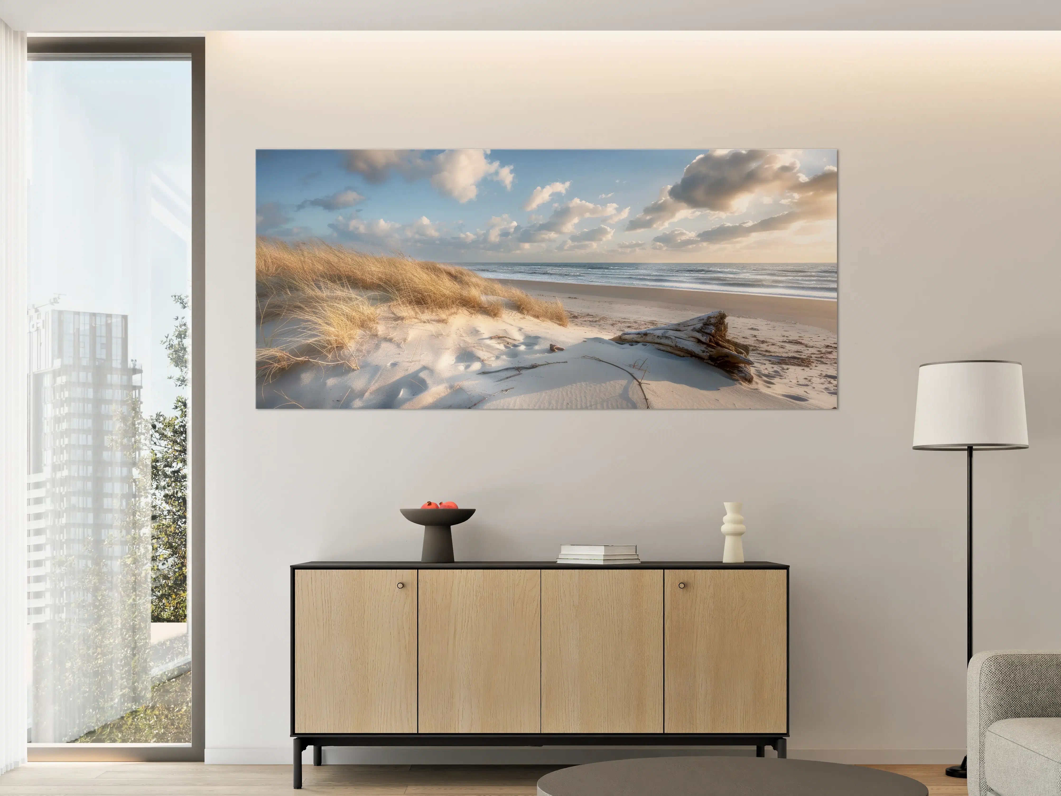 Große Wandbilder - Idyllischer Strand mit Grautönen