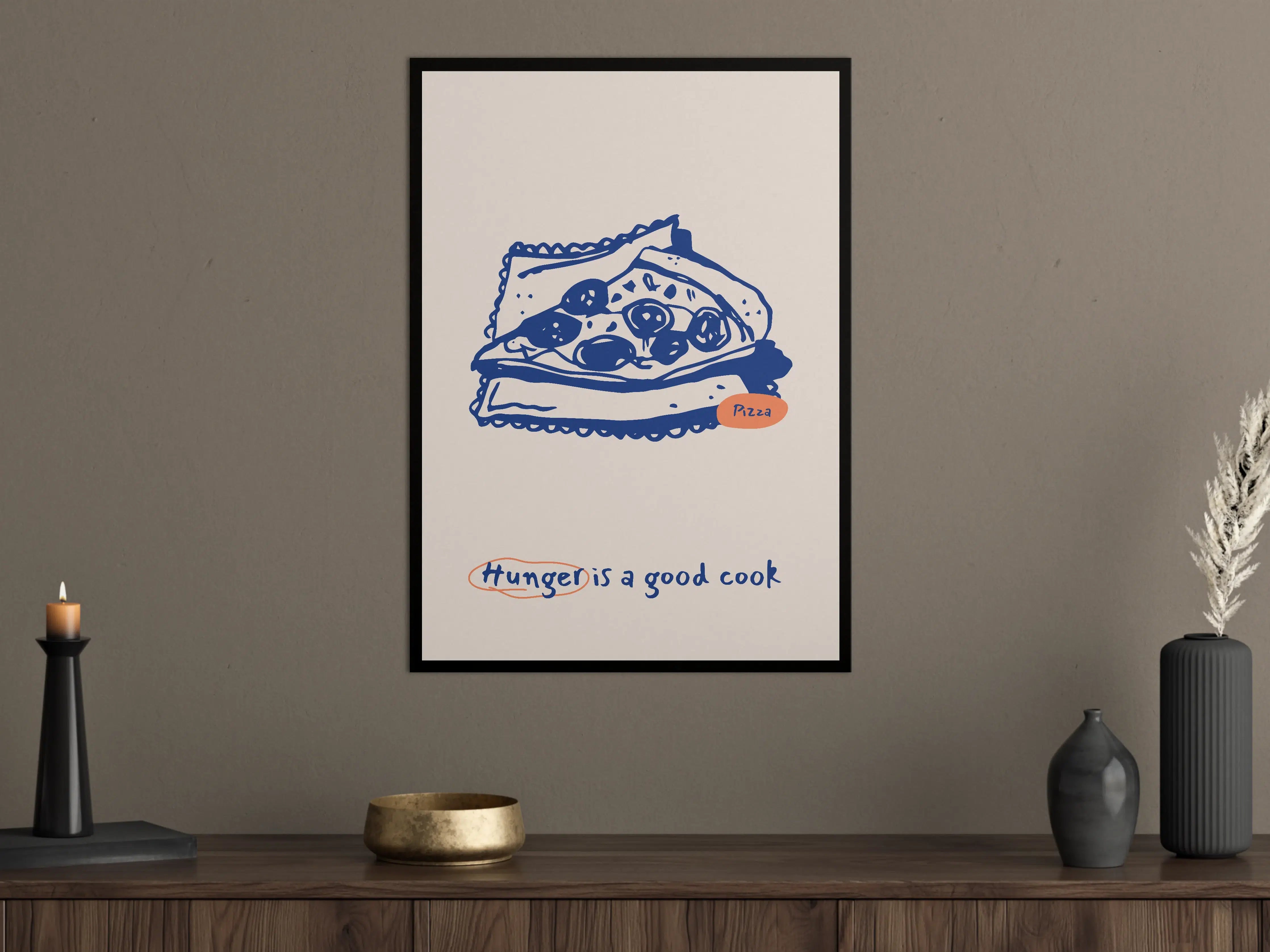 Große Wandbilder - Illustratives Pizzastück mit Humor