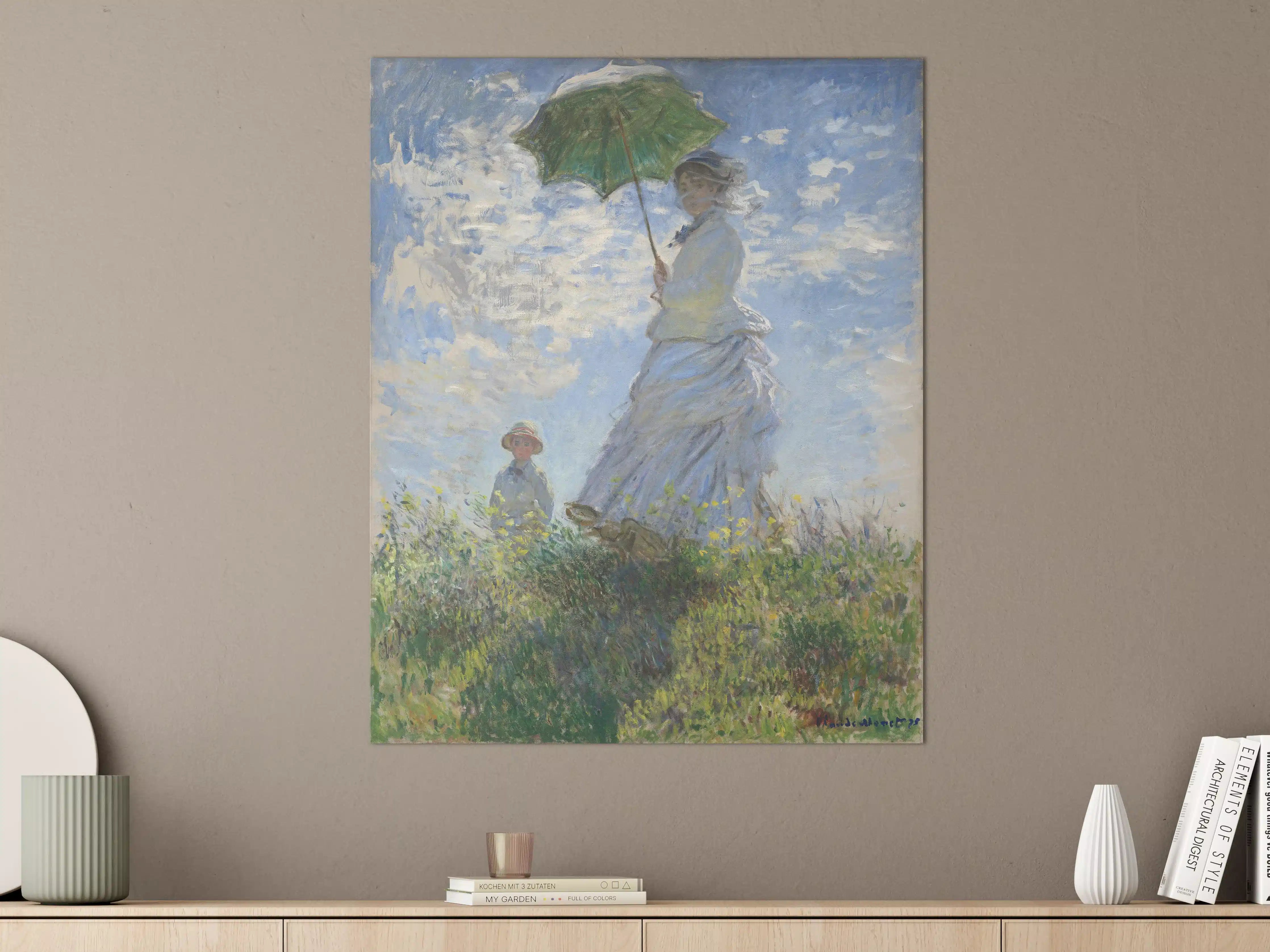 Große Wandbilder - Impressionen einer Spaziergängerin mit Regenschirm