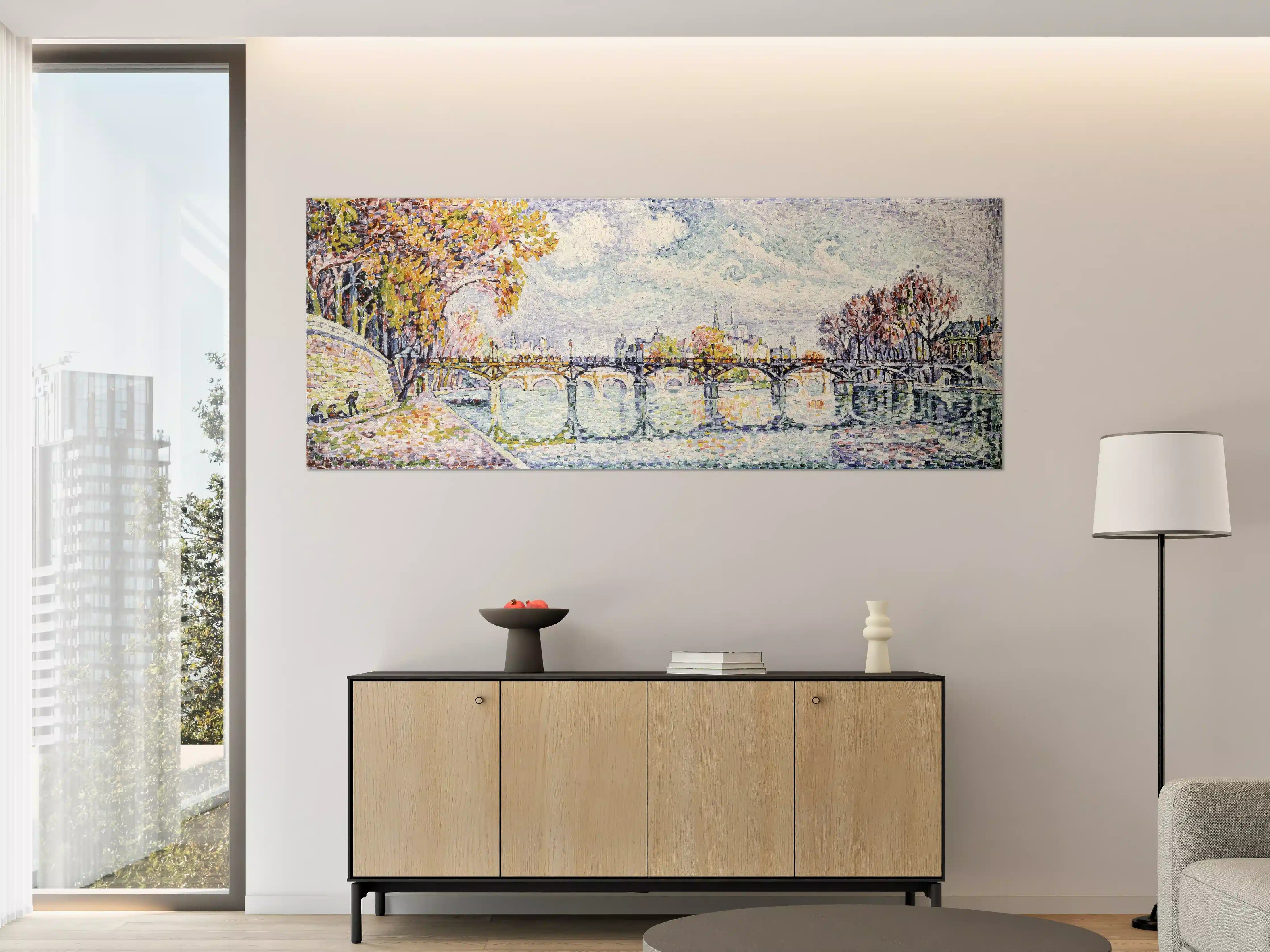 Große Wandbilder - Impressionistische Brückenlandschaft mit Wasser
