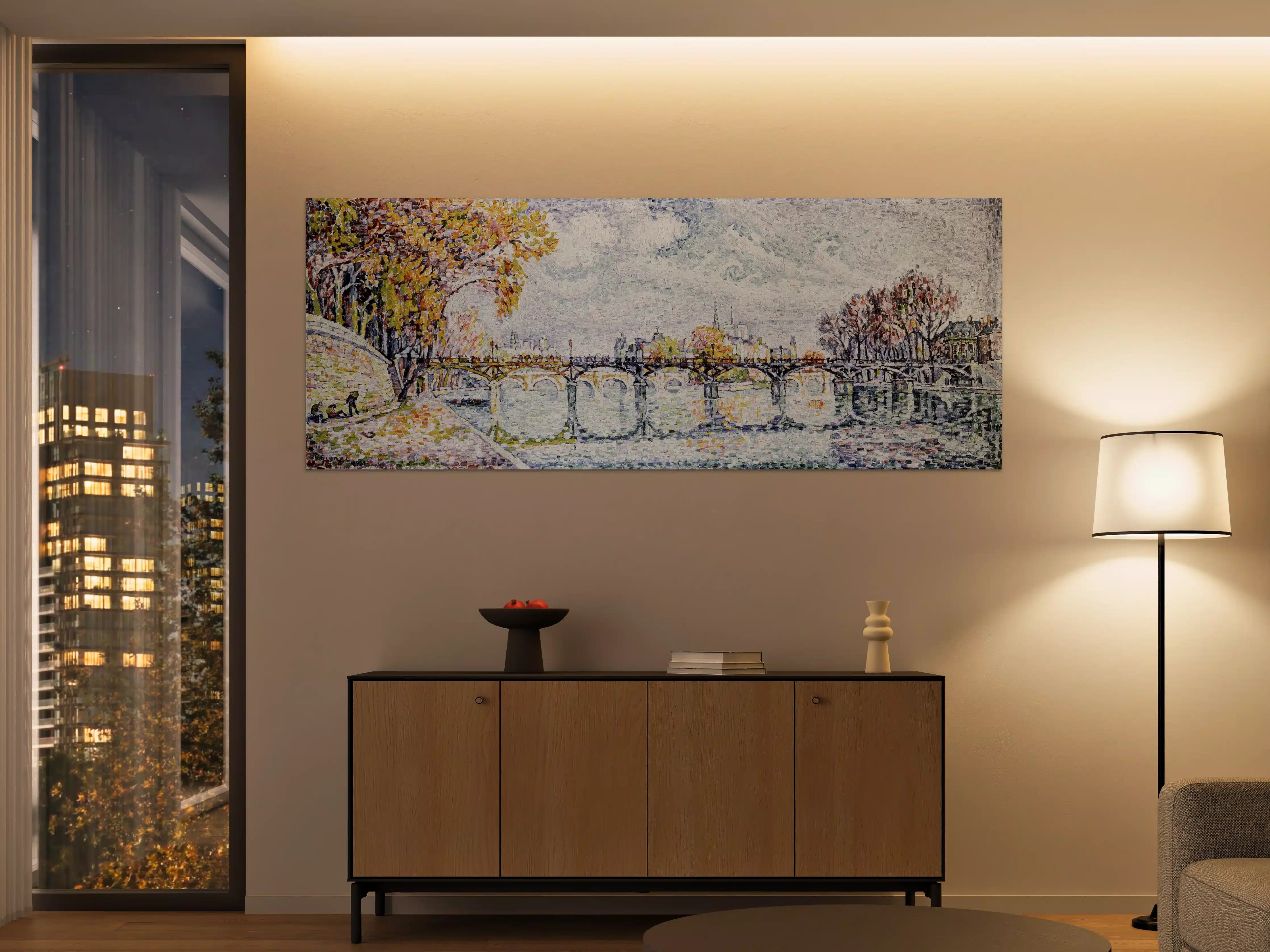 Große Wandbilder - Impressionistische Brückenlandschaft mit Wasser