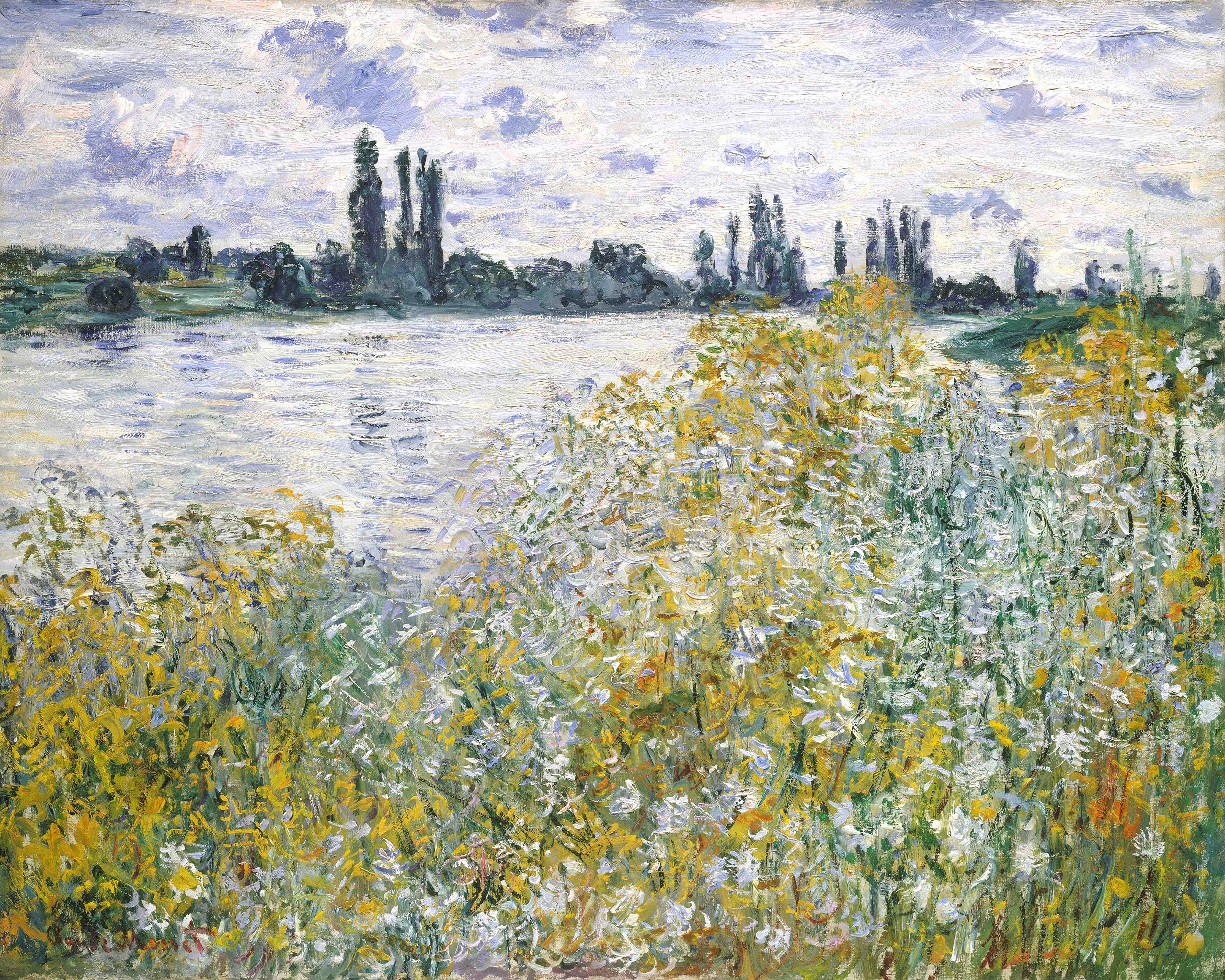 Große Wandbilder-Impressionistische Landschaft mit Wasser und Blumen
