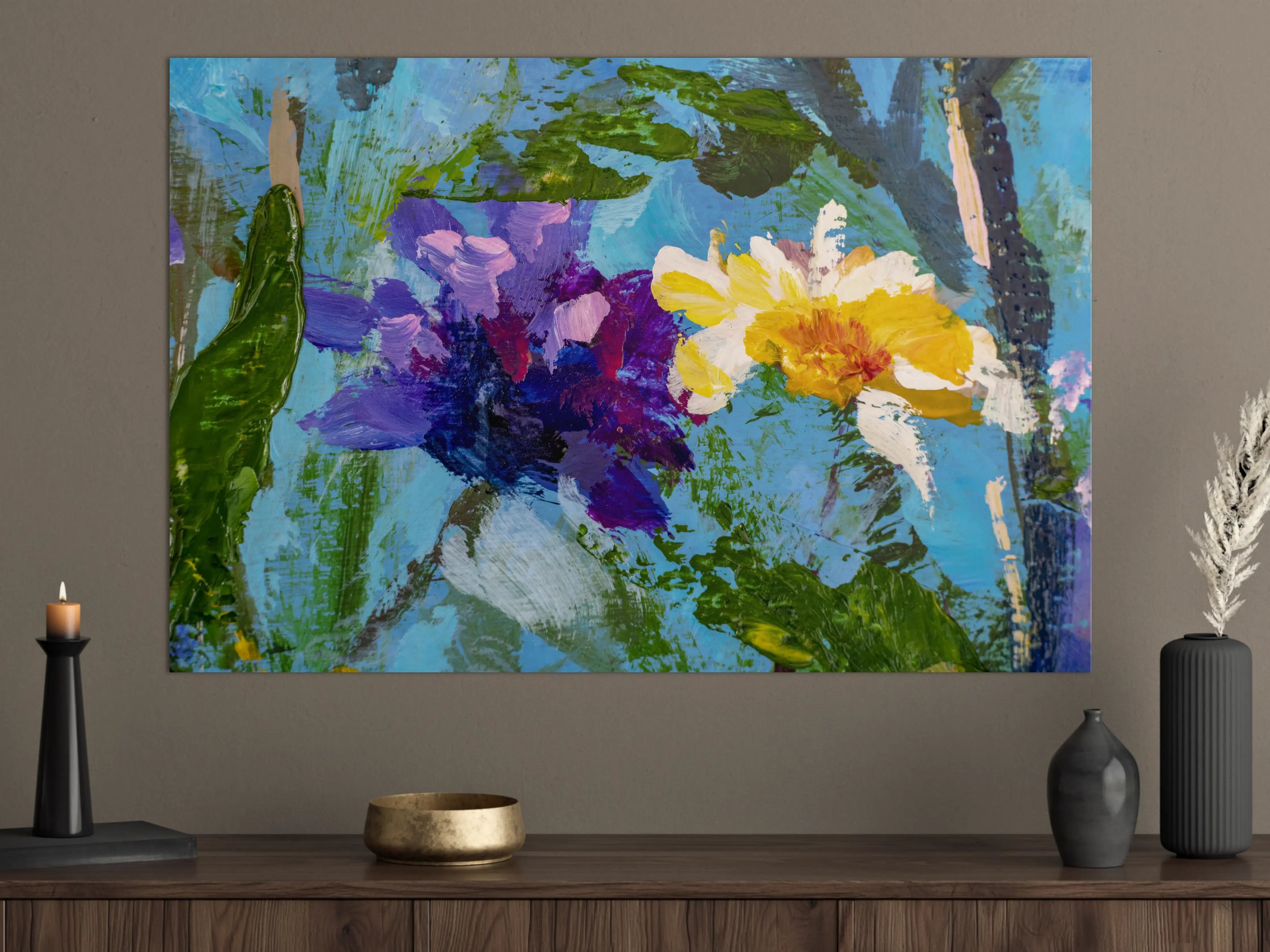 Große Wandbilder - Impressionistisches Blumen Gemälde
