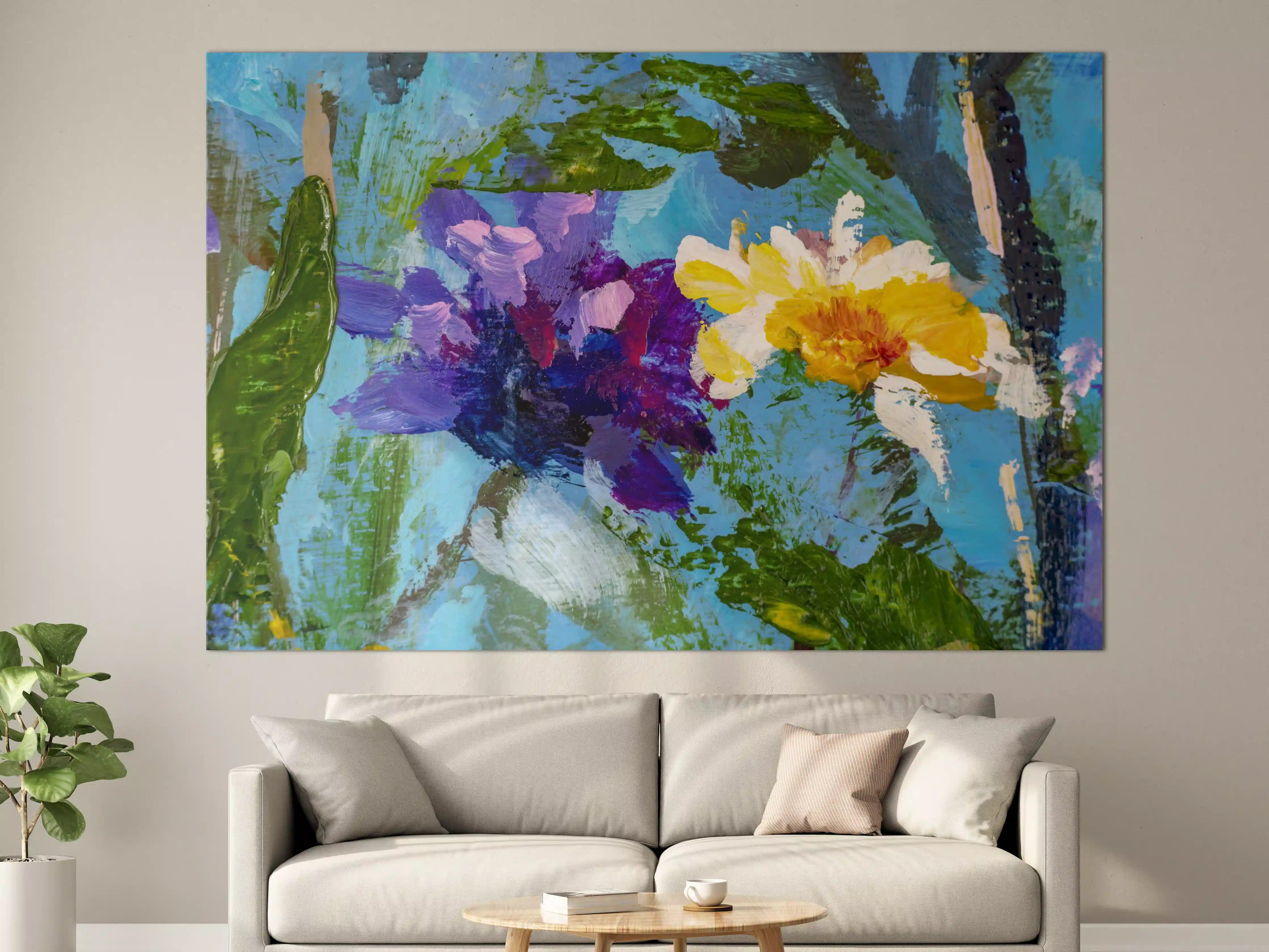 Große Wandbilder - Impressionistisches Blumen Gemälde