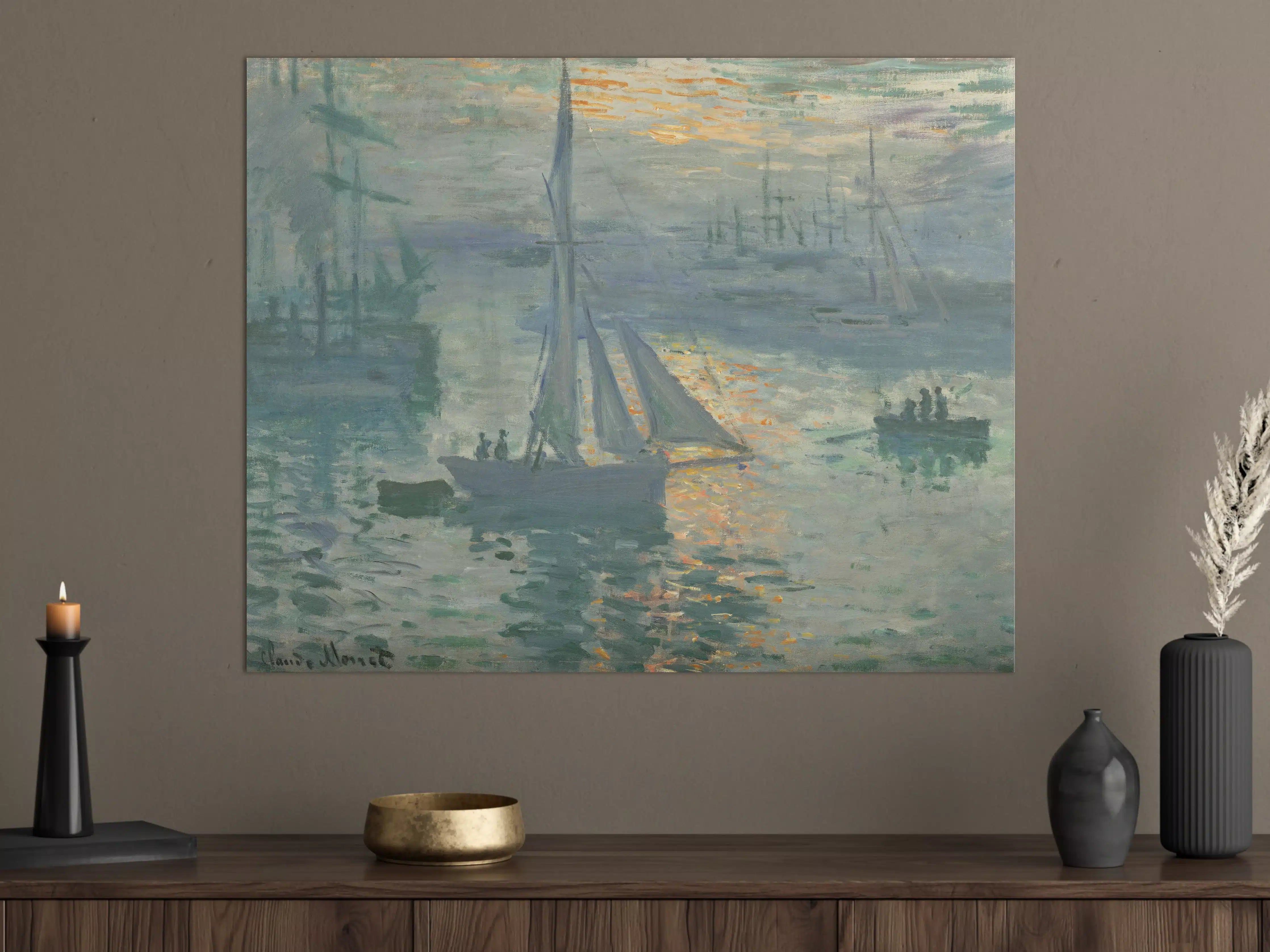 Große Wandbilder - Impressionistisches Segelboot bei Sonnenuntergang