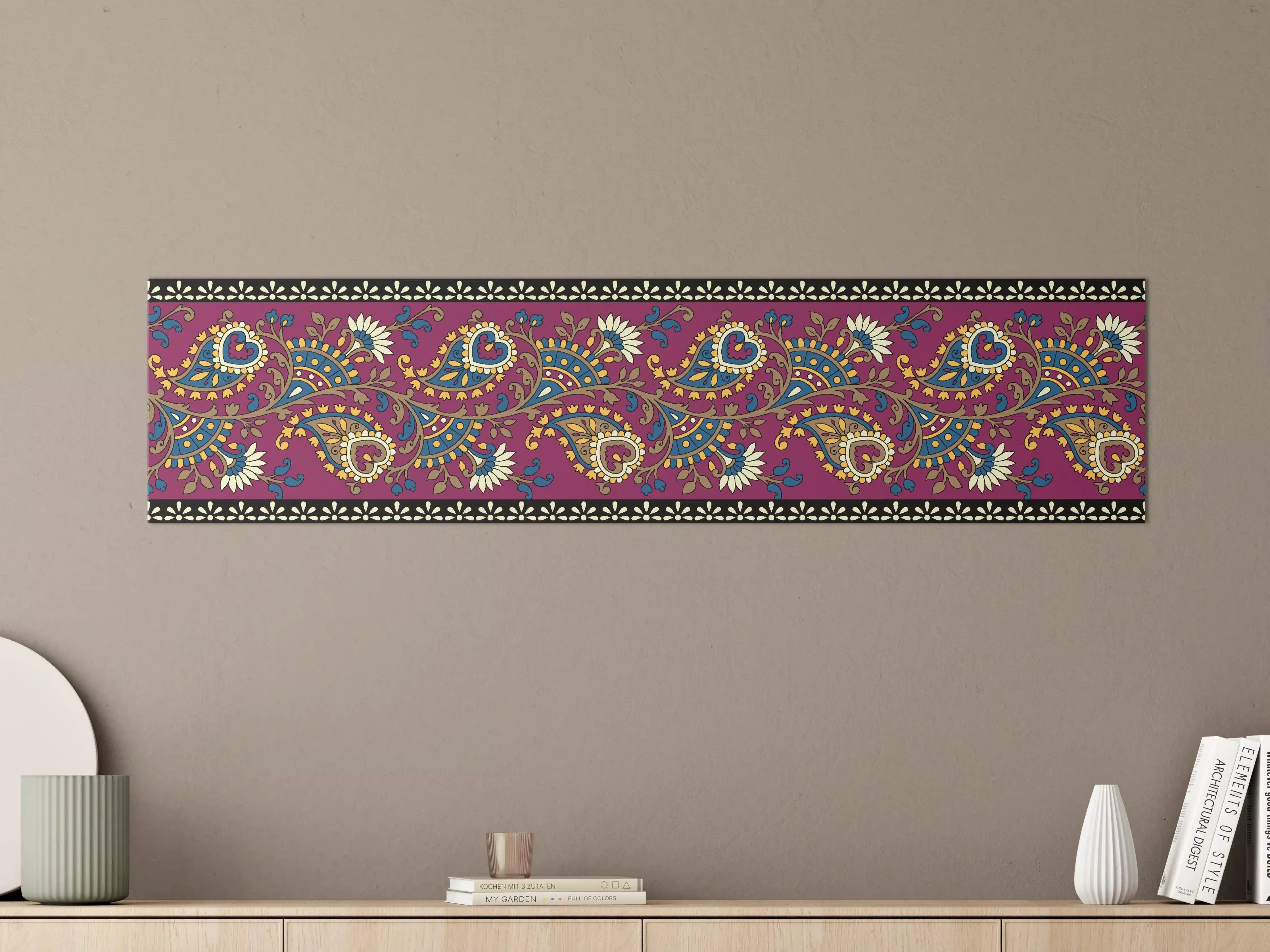 Große Wandbilder - Indischer Paisley-Stil mit bunter Blumenmuster