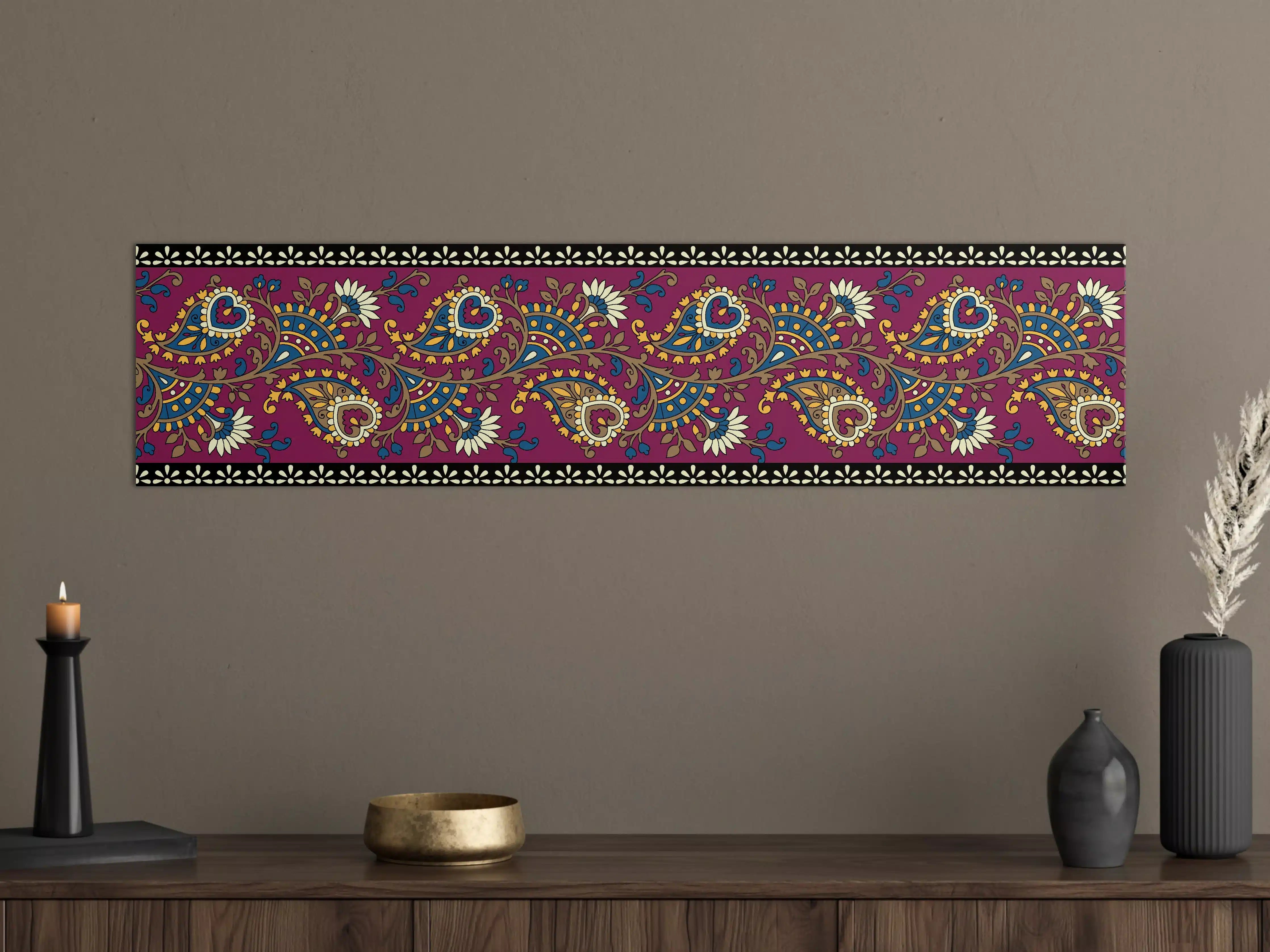 Große Wandbilder - Indischer Paisley-Stil mit bunter Blumenmuster