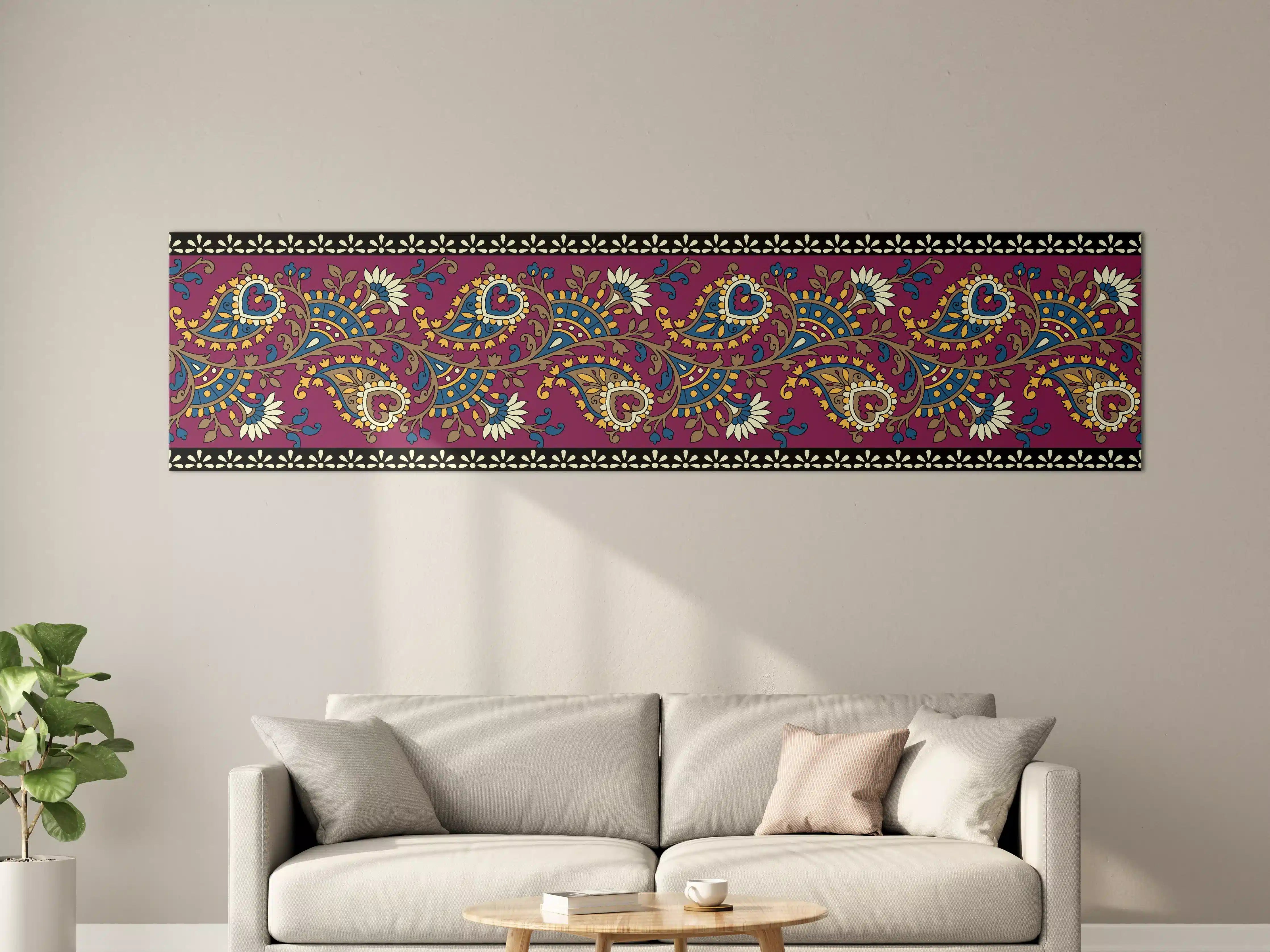 Große Wandbilder - Indischer Paisley-Stil mit bunter Blumenmuster