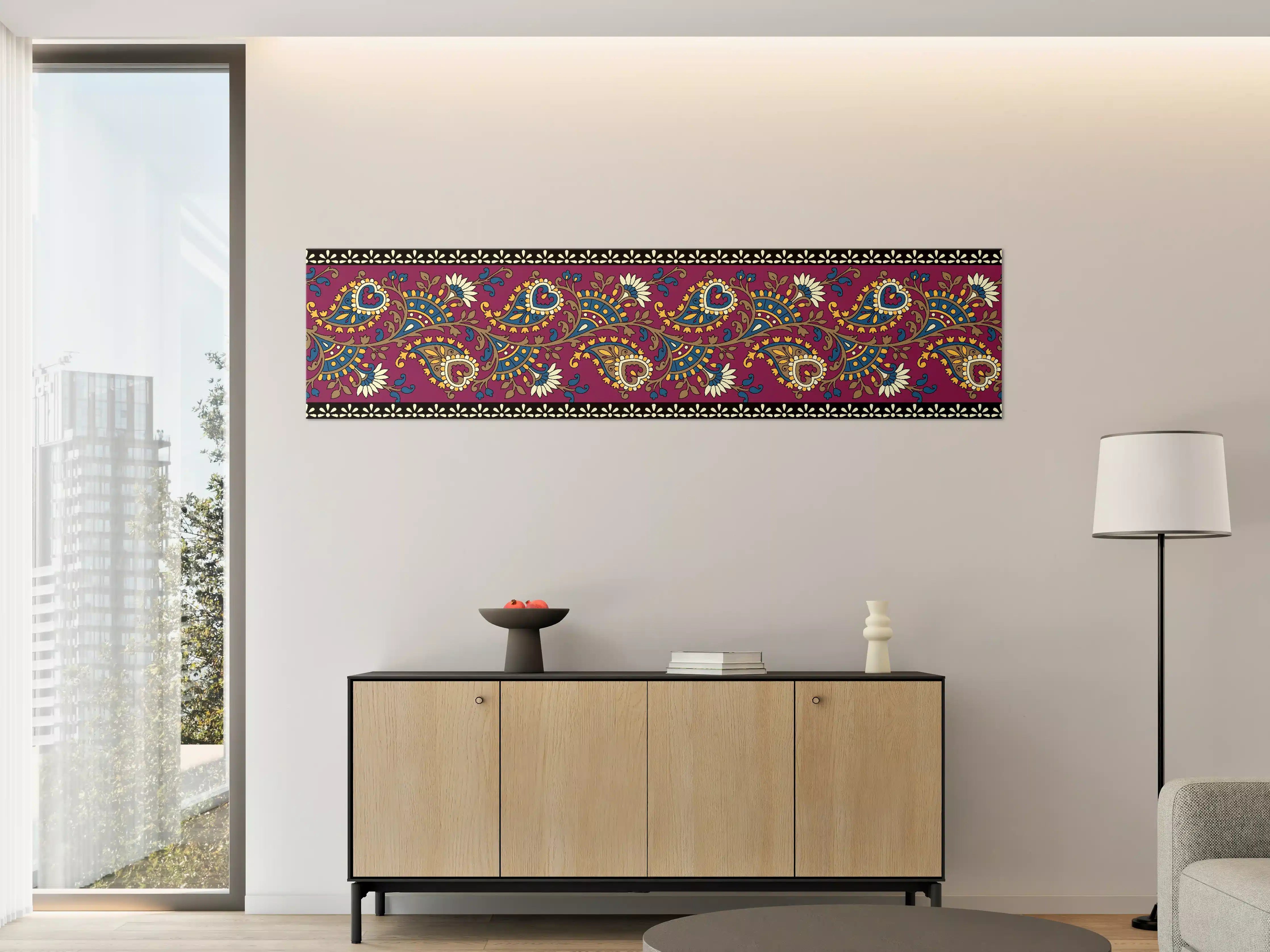 Große Wandbilder - Indischer Paisley-Stil mit bunter Blumenmuster