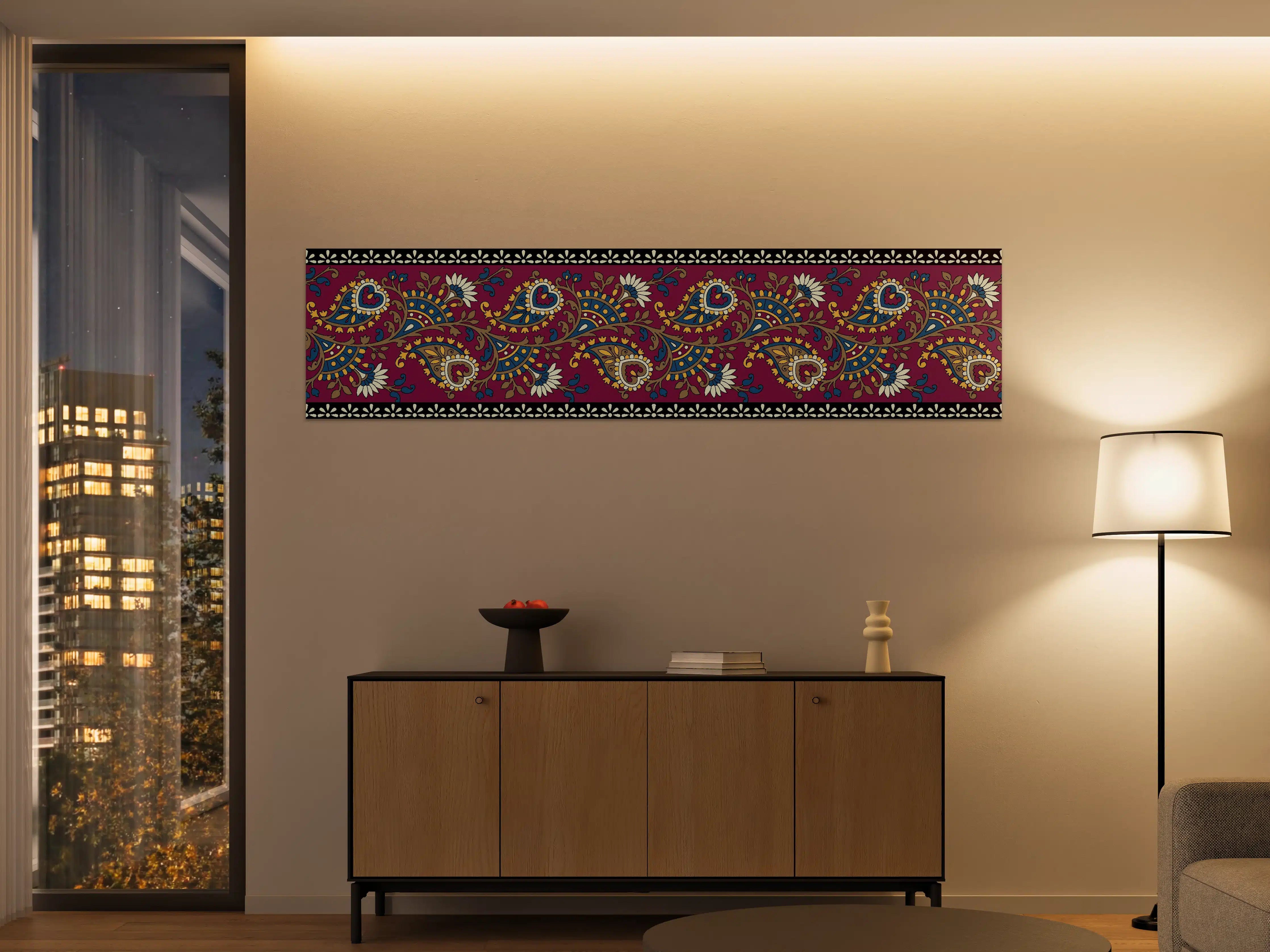 Große Wandbilder - Indischer Paisley-Stil mit bunter Blumenmuster