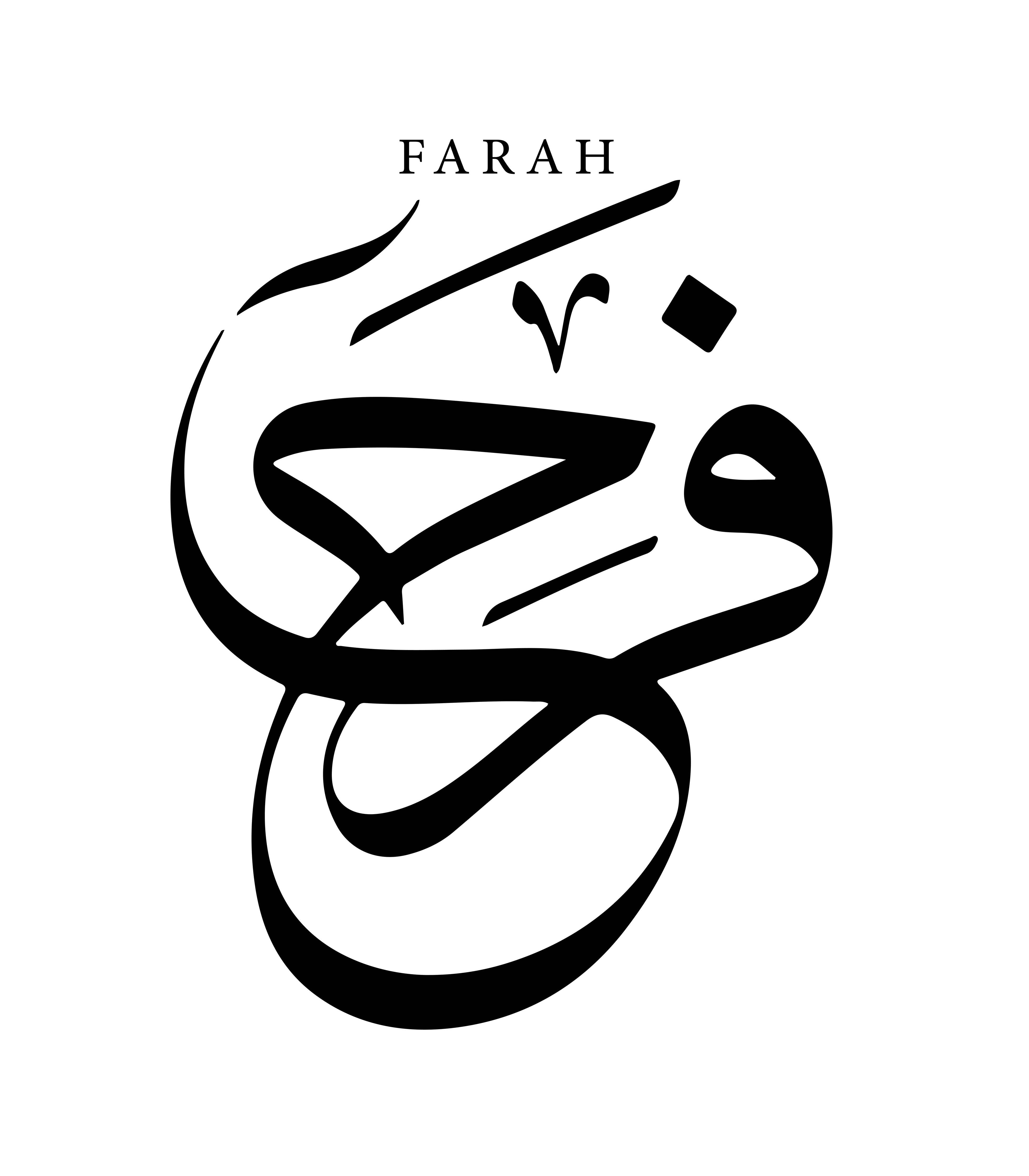 Große Wandbilder-Islamische Kunst: Farah in stilvoller Schwarz-Weiß-Calligraphie