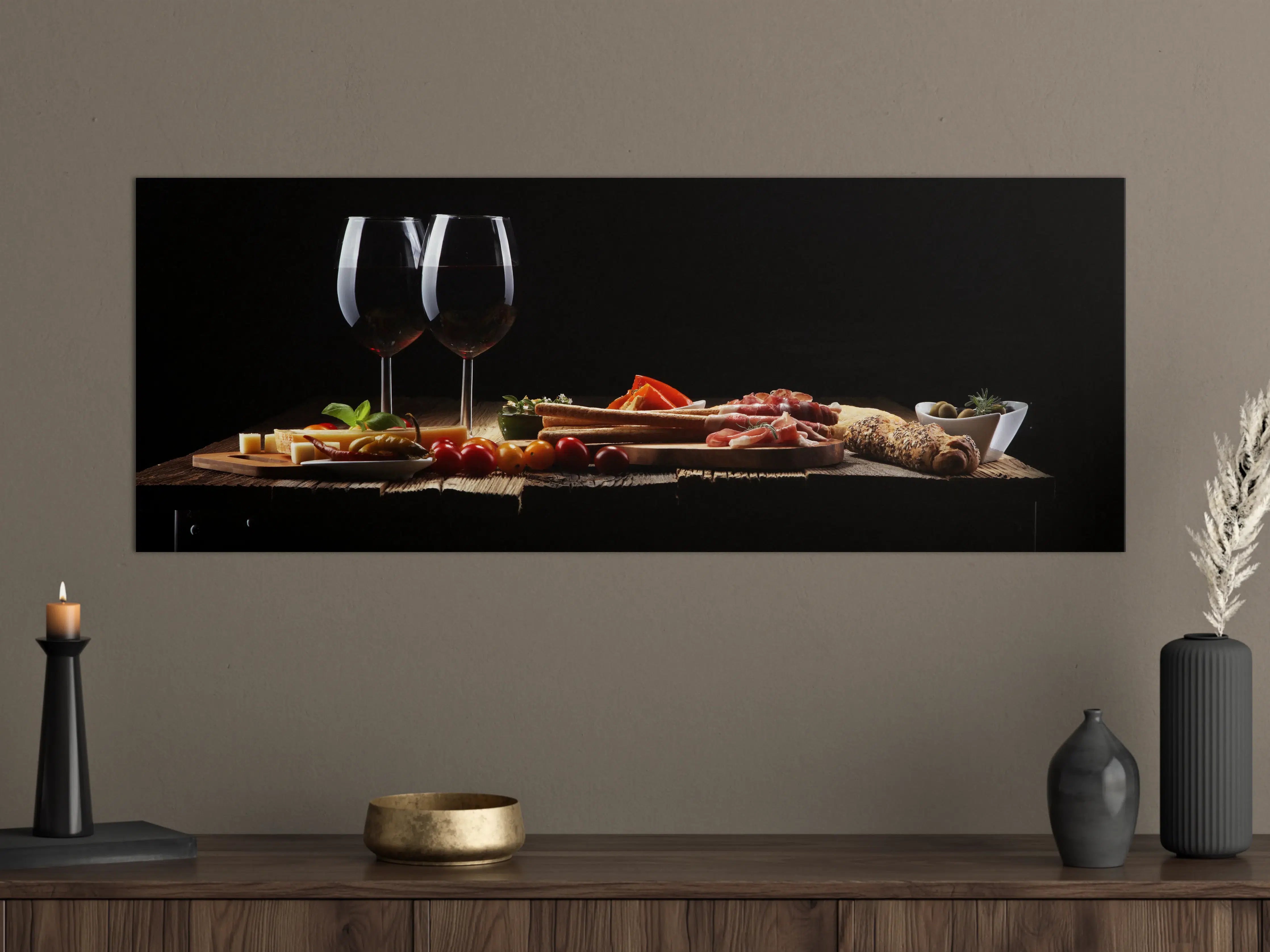 Große Wandbilder - Italienische Antipasto & Wein