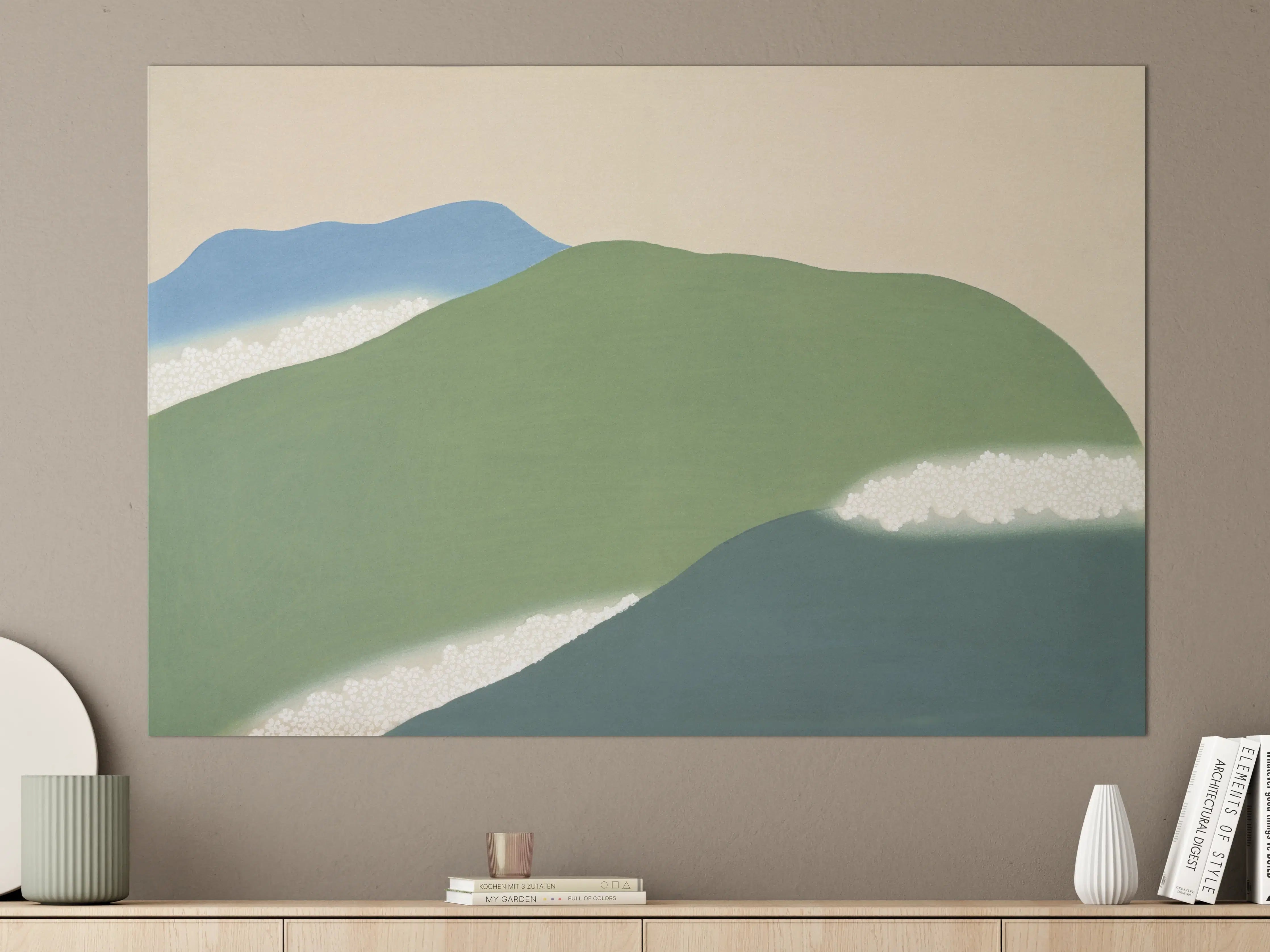 Große Wandbilder - Japanische Berglandschaft Grün-Blau