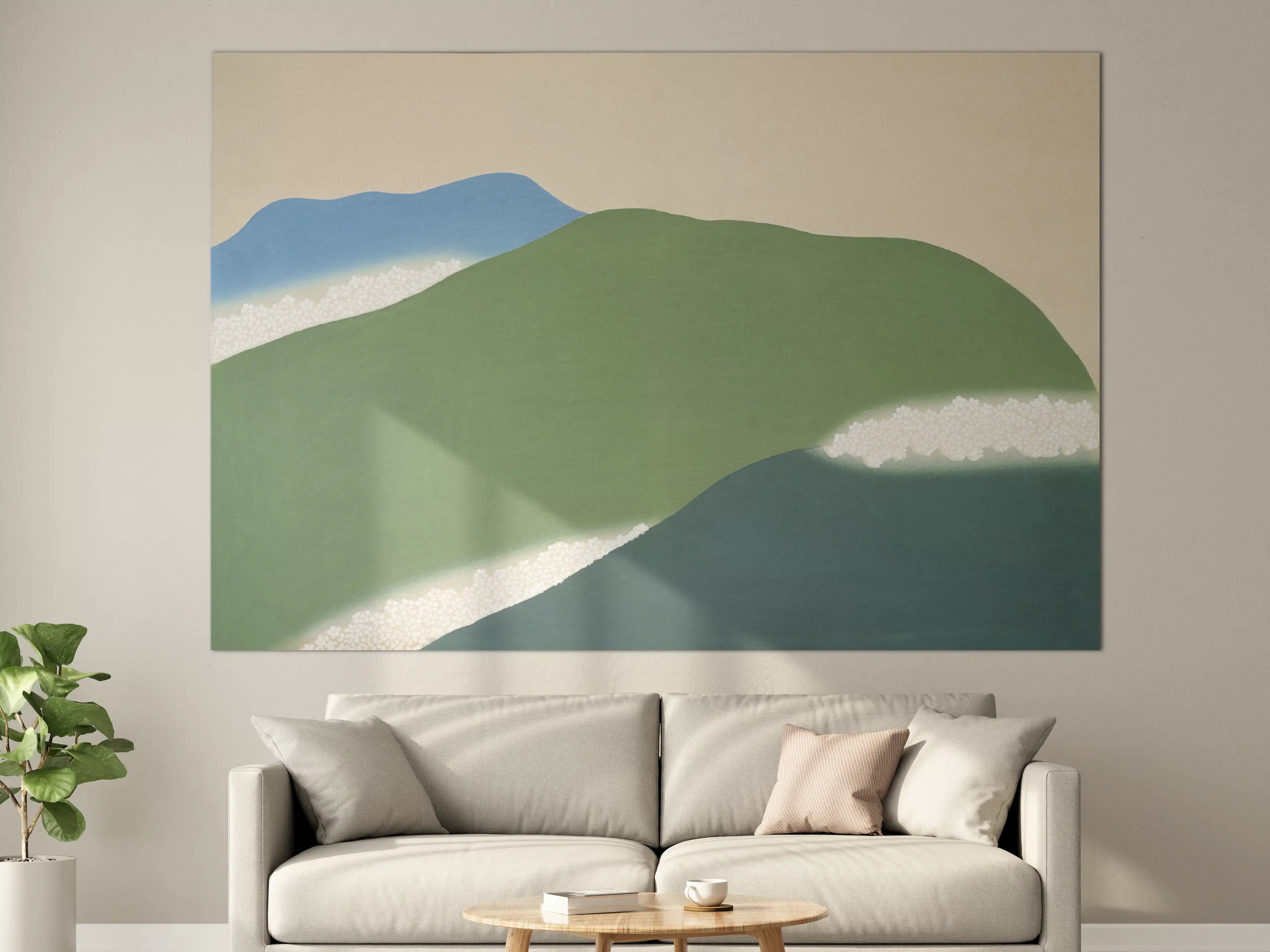 Große Wandbilder - Japanische Berglandschaft Grün-Blau