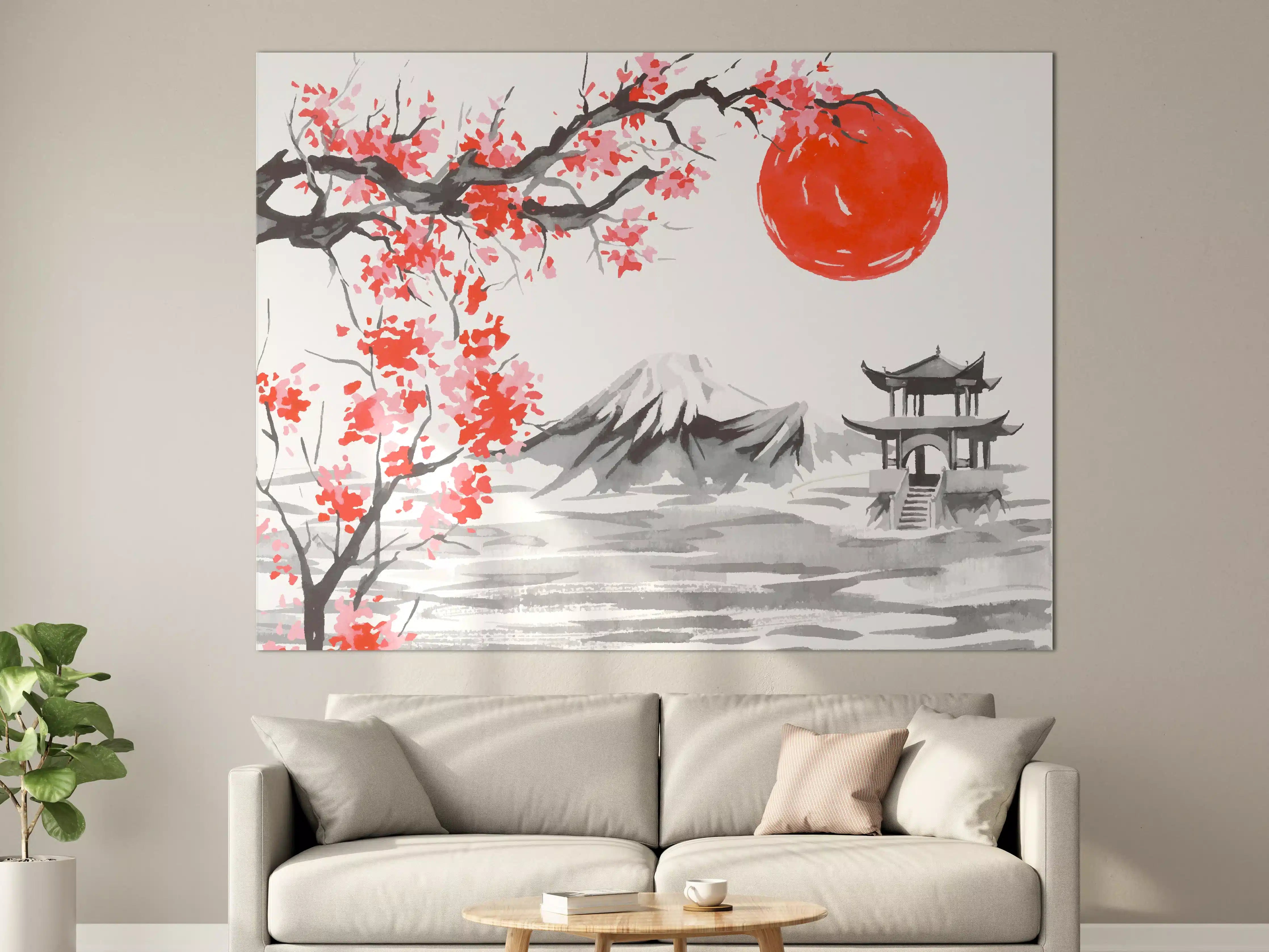Große Wandbilder - Japanische Kirschblüte Aquarell