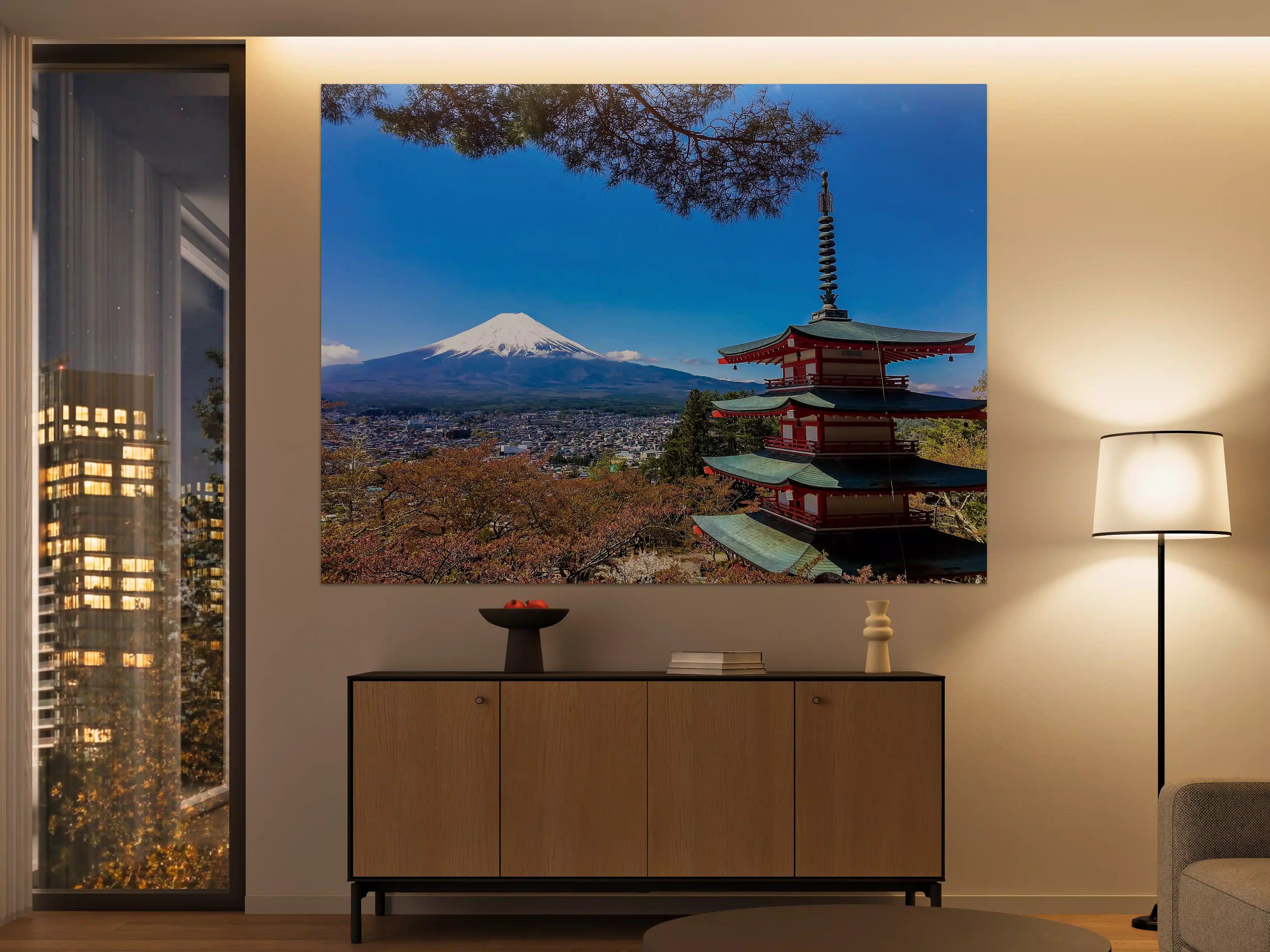 Große Wandbilder - Japanische Landschaft mit Mount Fuji und Pagode
