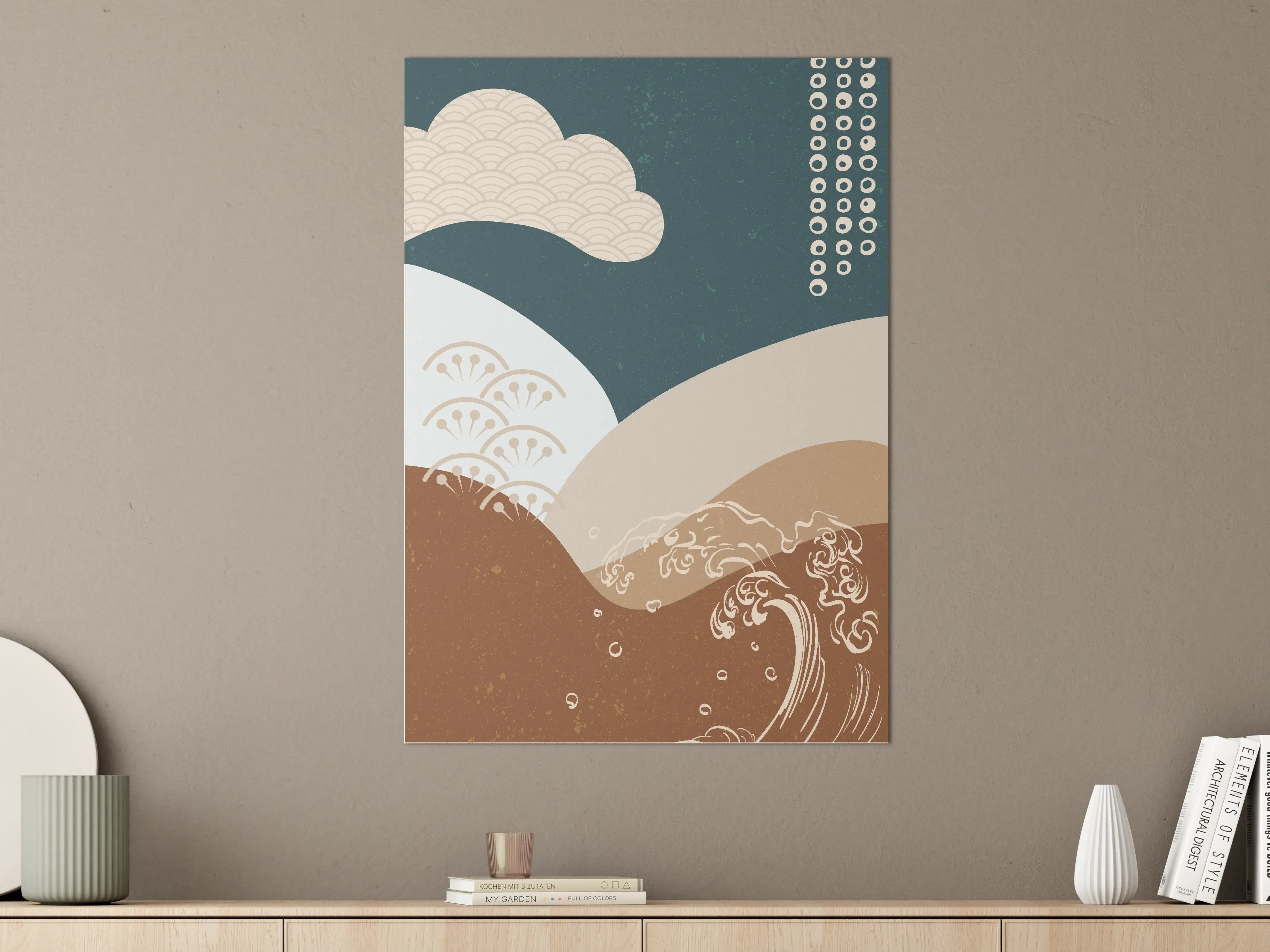 Große Wandbilder - Japanische Meeresszene mit Wellen und Himmel