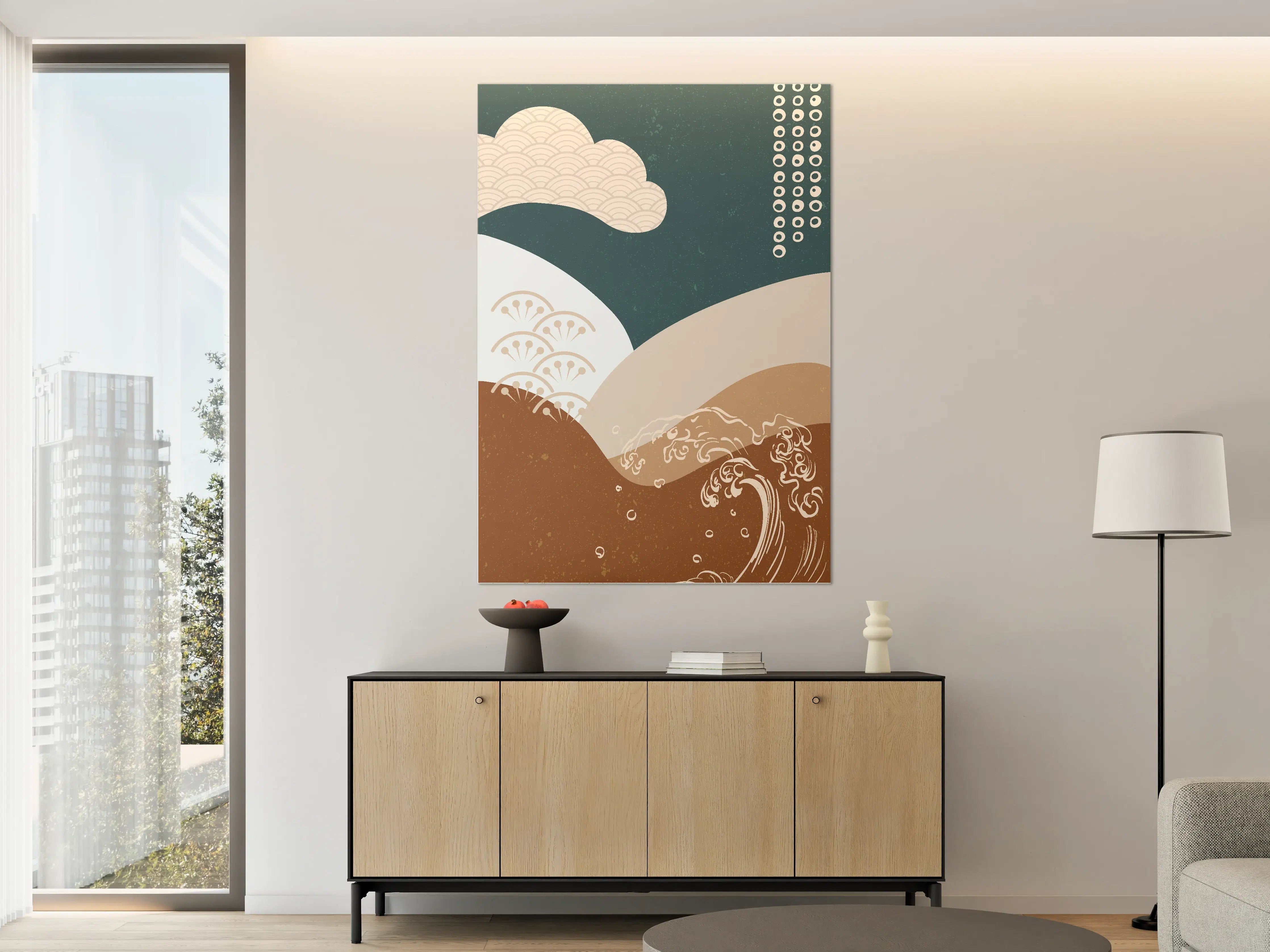Große Wandbilder - Japanische Meeresszene mit Wellen und Himmel
