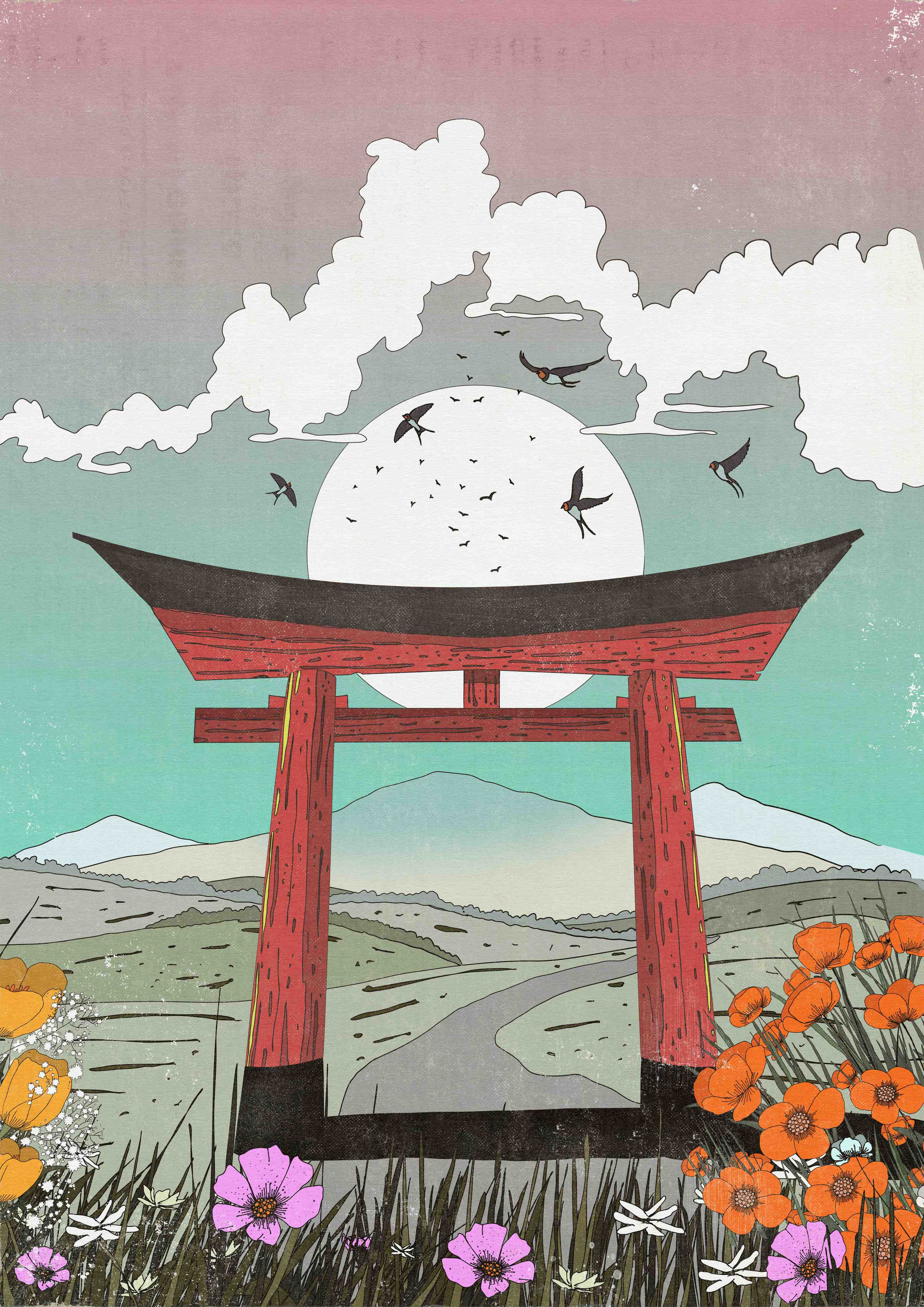 Große Wandbilder-Japanischer Torii im Sonnenuntergang