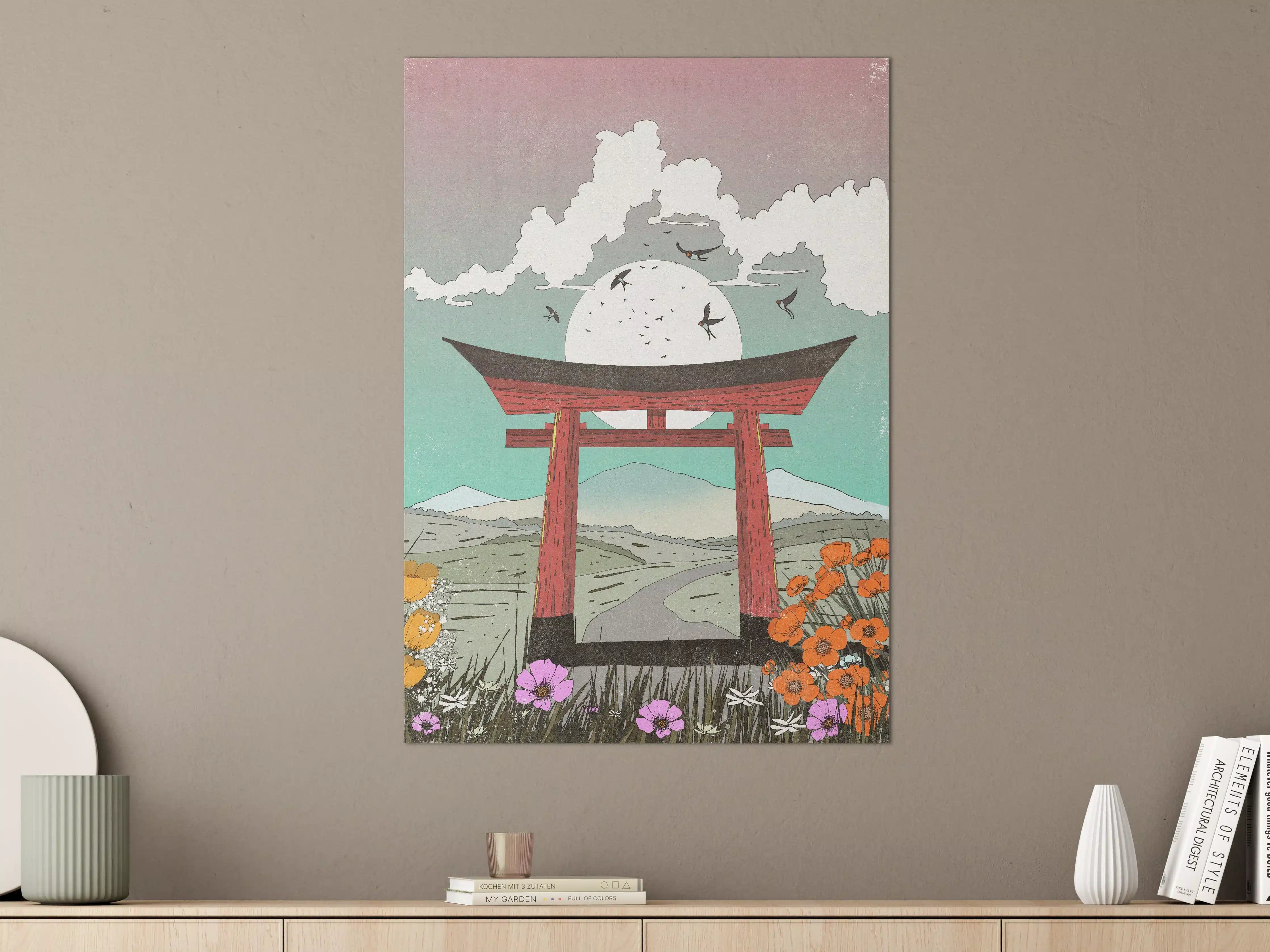 Große Wandbilder - Japanischer Torii im Sonnenuntergang