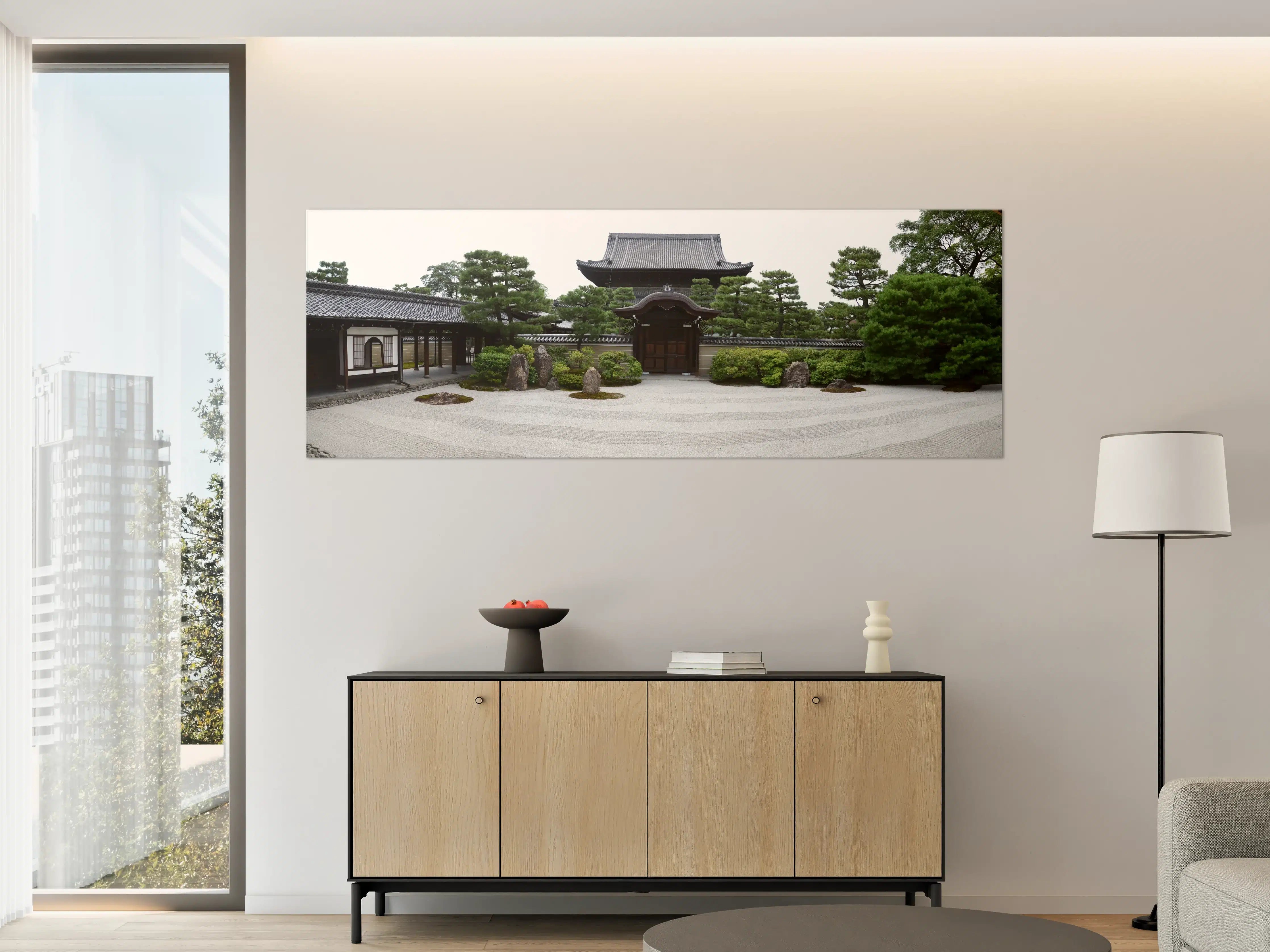 Große Wandbilder - Japanischer Zen-Garten mit traditionellem Tor