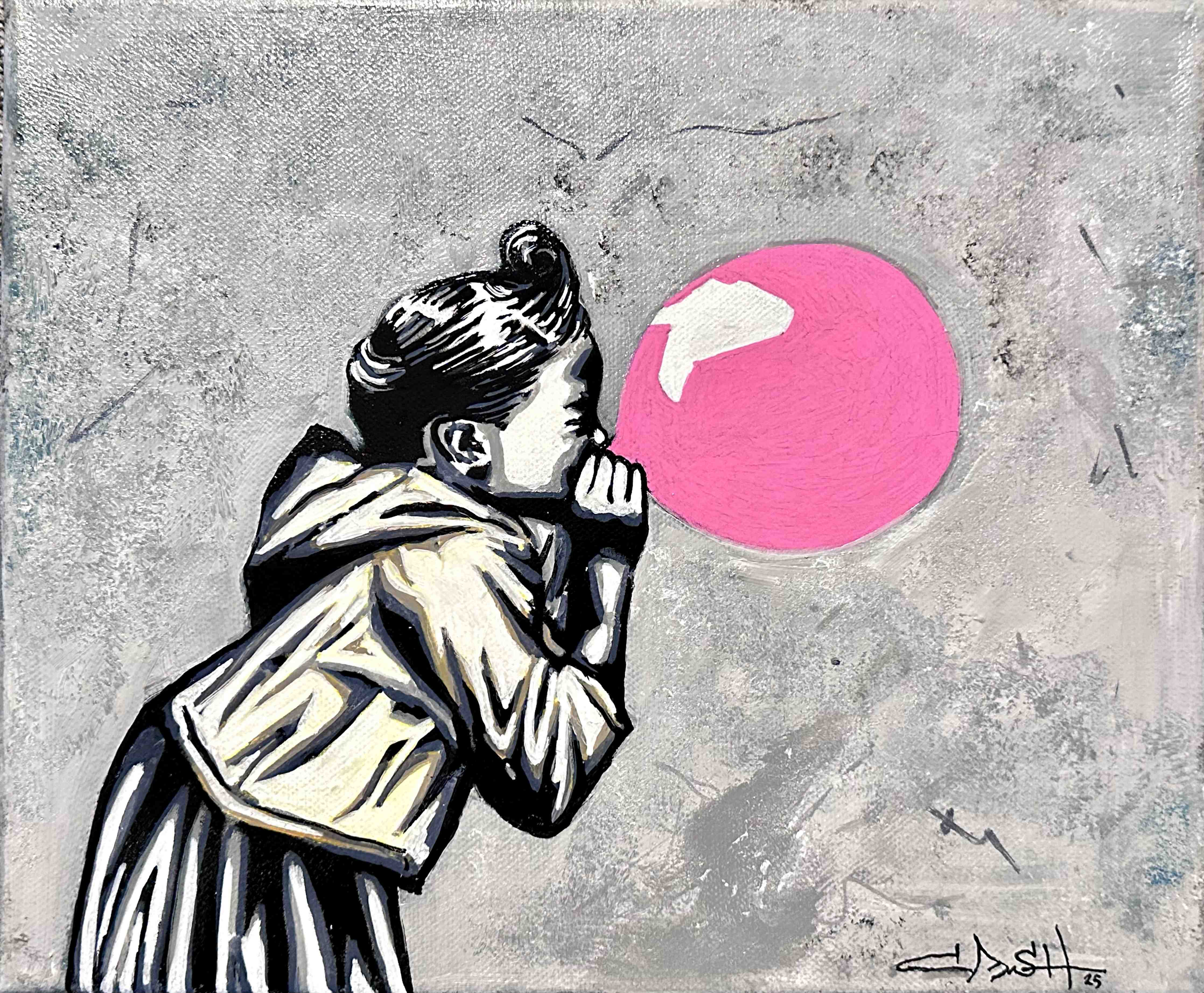 Große Wandbilder-Jugendlicher Junge mit pinkem Luftballon