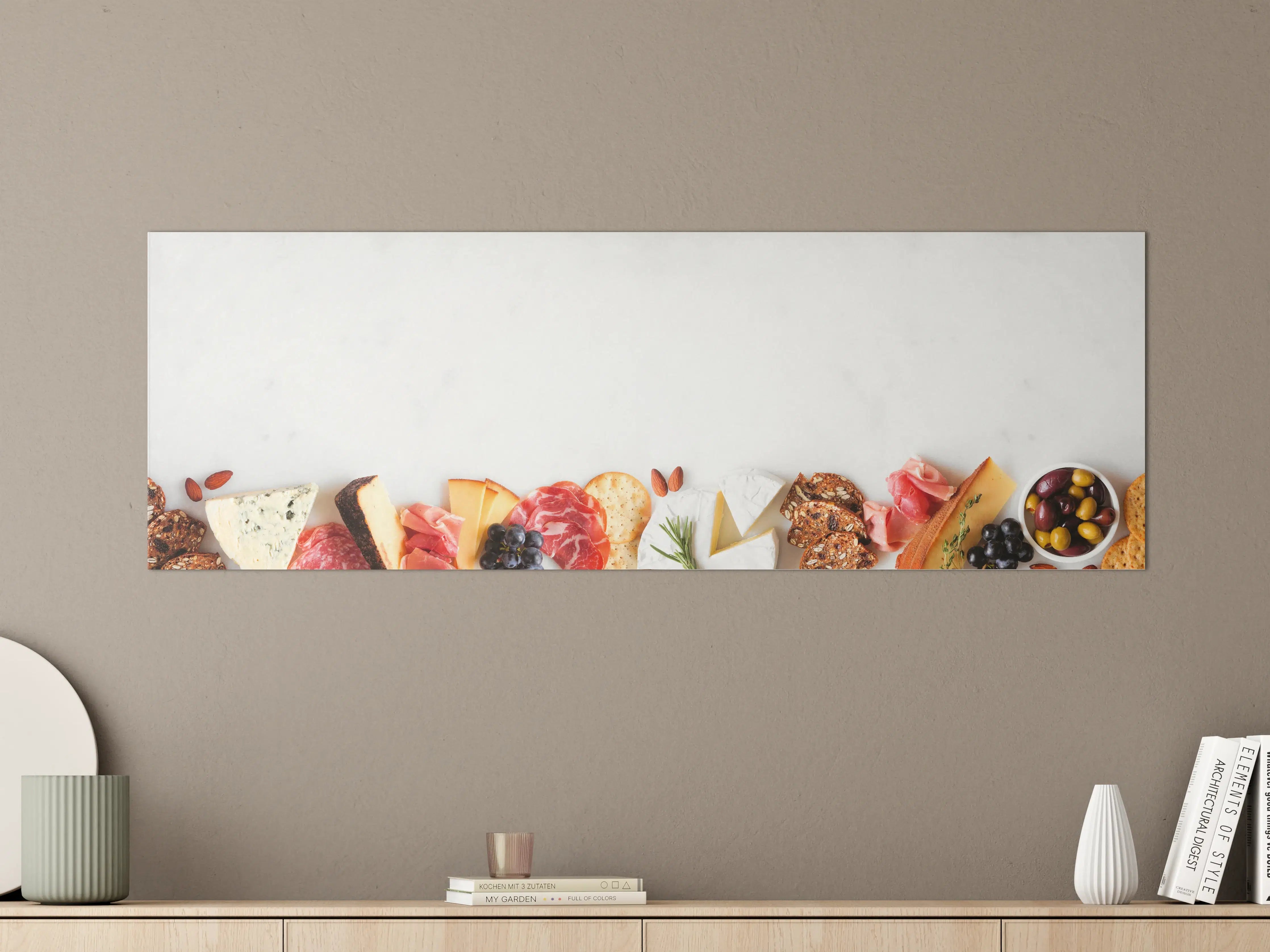 Große Wandbilder - Käse und Antipasti auf Weiß
