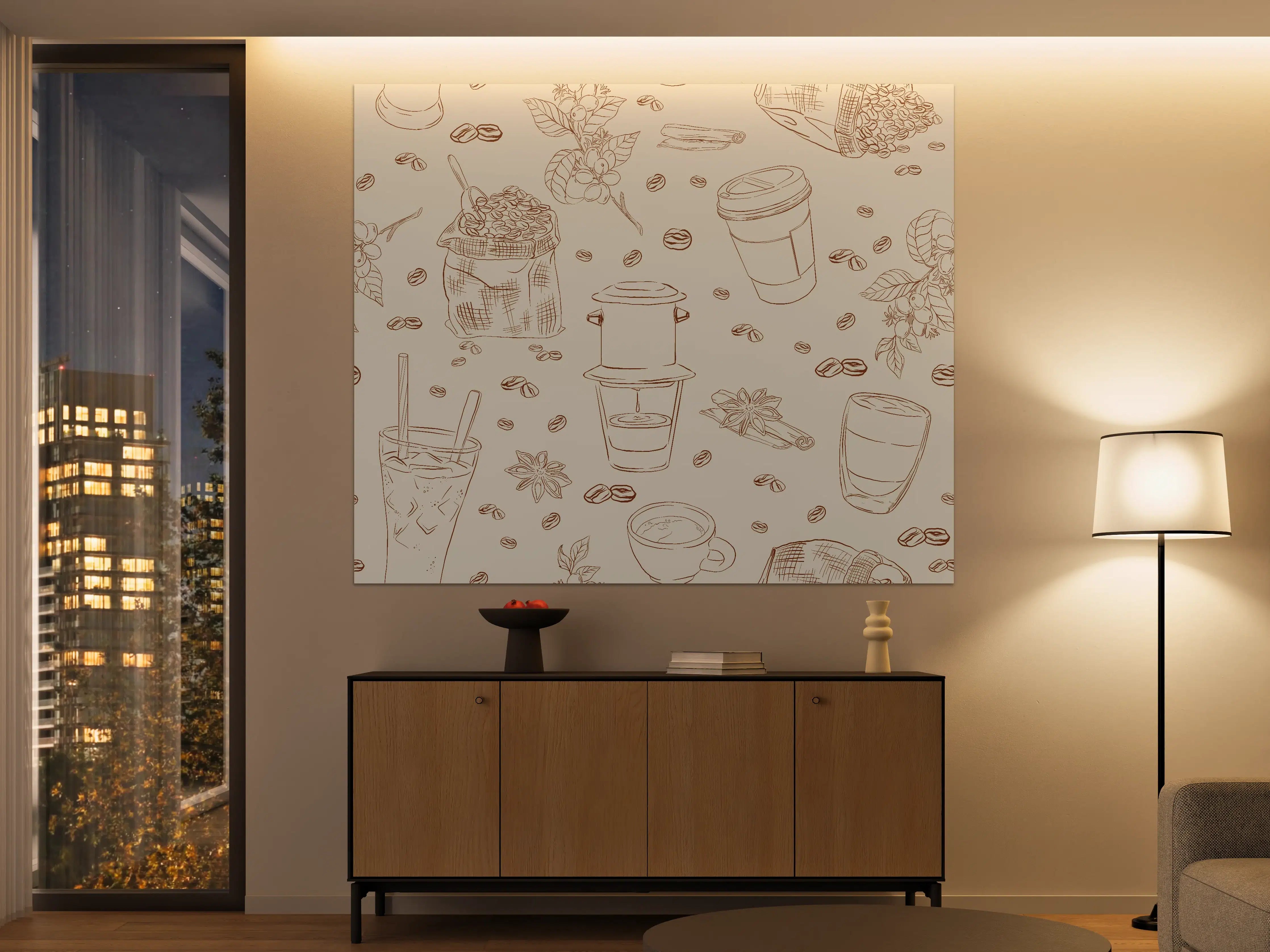 Große Wandbilder - Kaffee-Muster Beige Braun