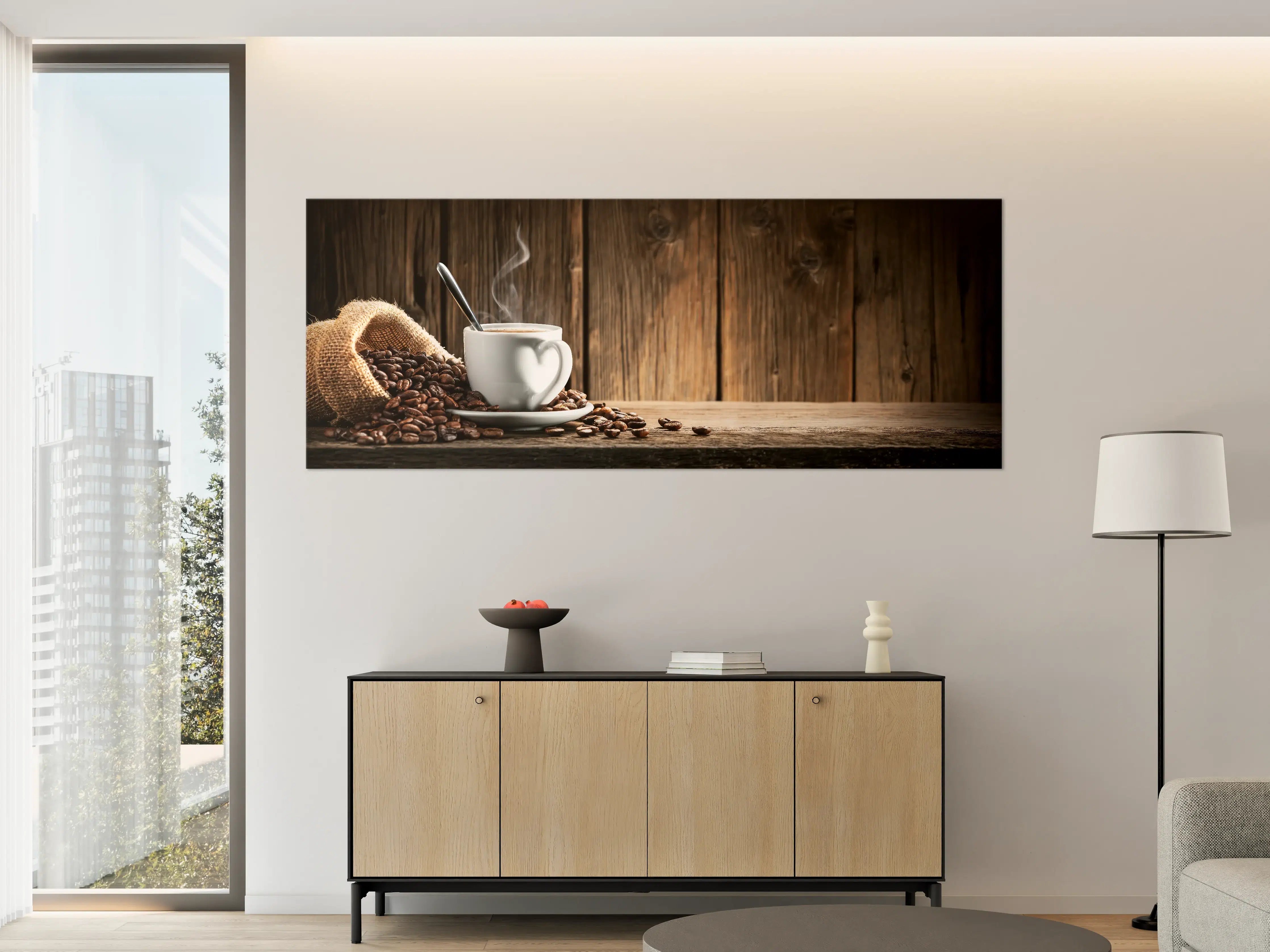 Große Wandbilder - Kaffee Stillleben Braun Weiß