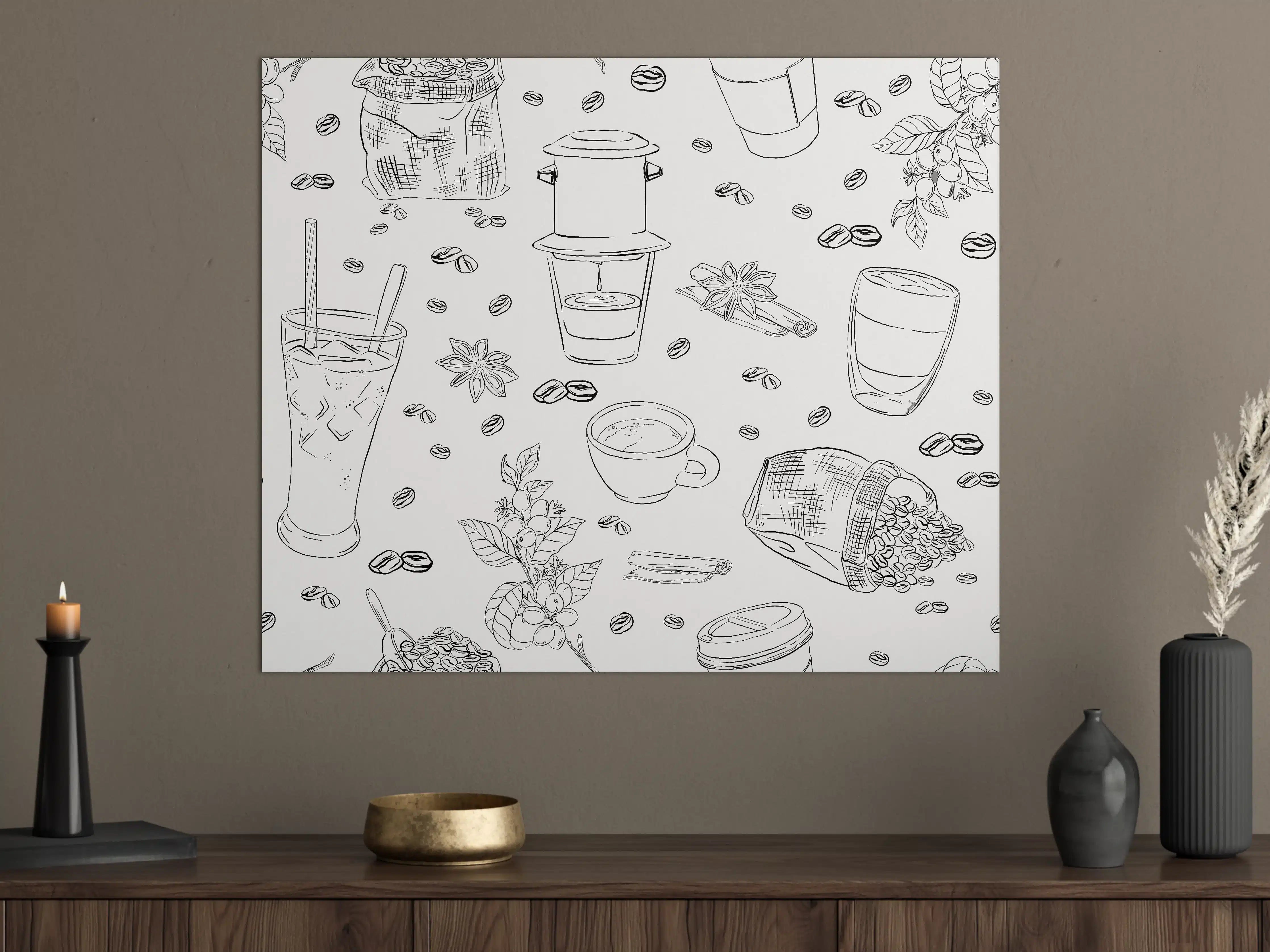 Große Wandbilder - Kaffee & Gewürze Schwarz-Weiß